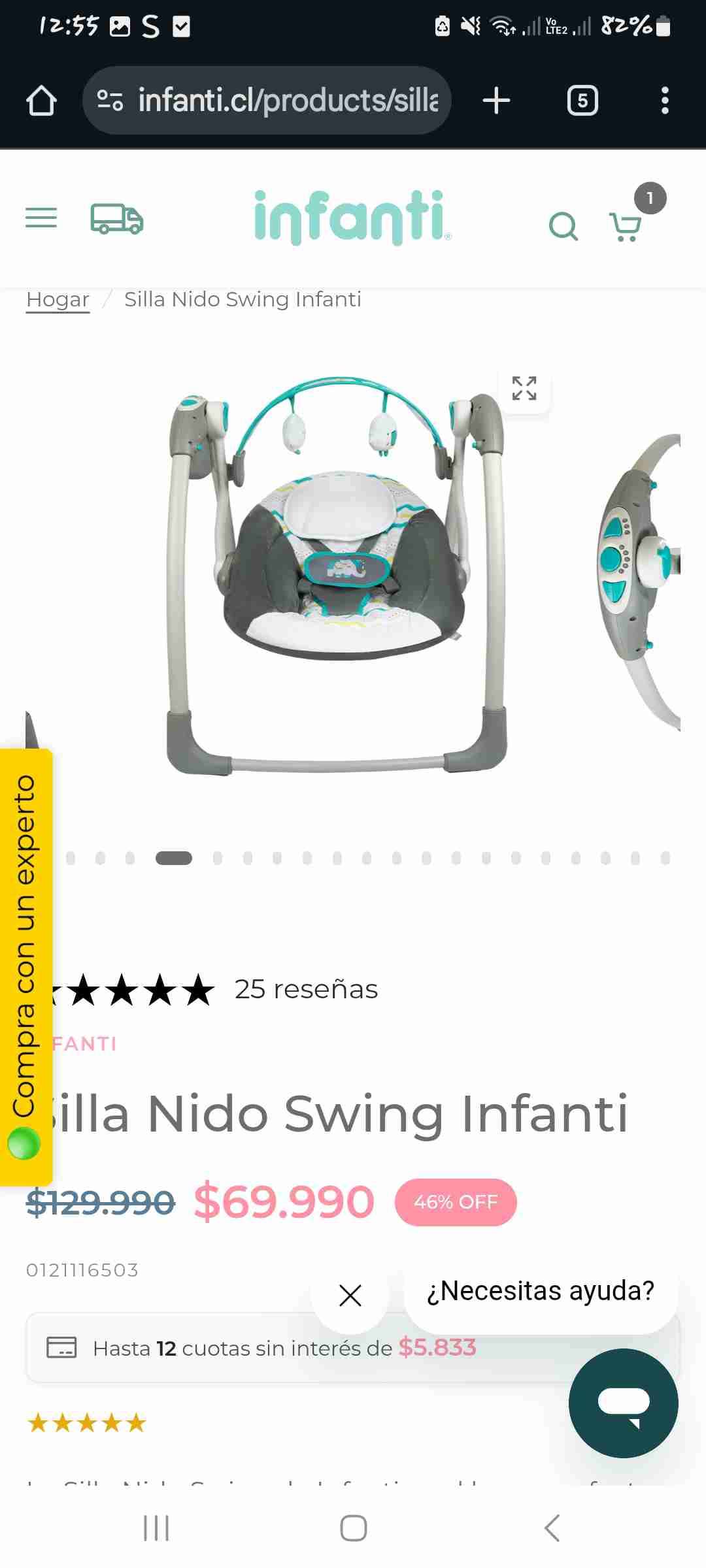 Silla mecedora para bebé gris - miniatura 2