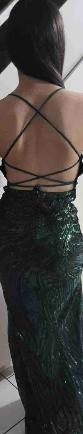 Vestido largo verde de lentejuelas - miniatura 2