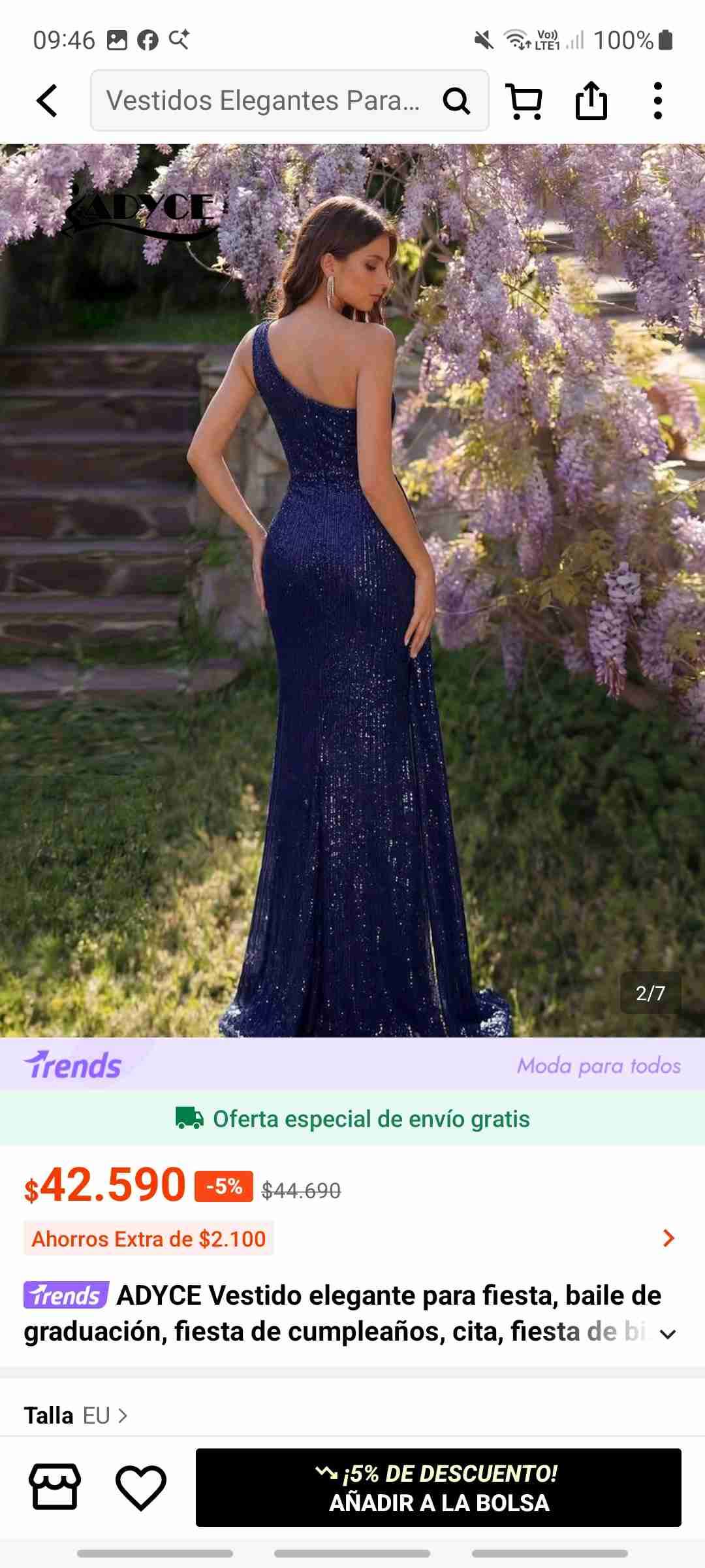 Vestido elegante azul con brillo - miniatura 2