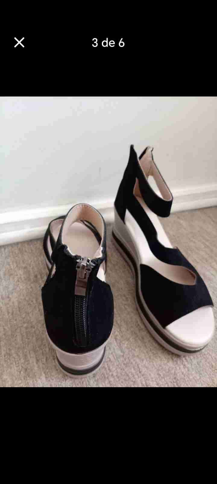 Sandalias negras con plataforma 37 - miniatura 2