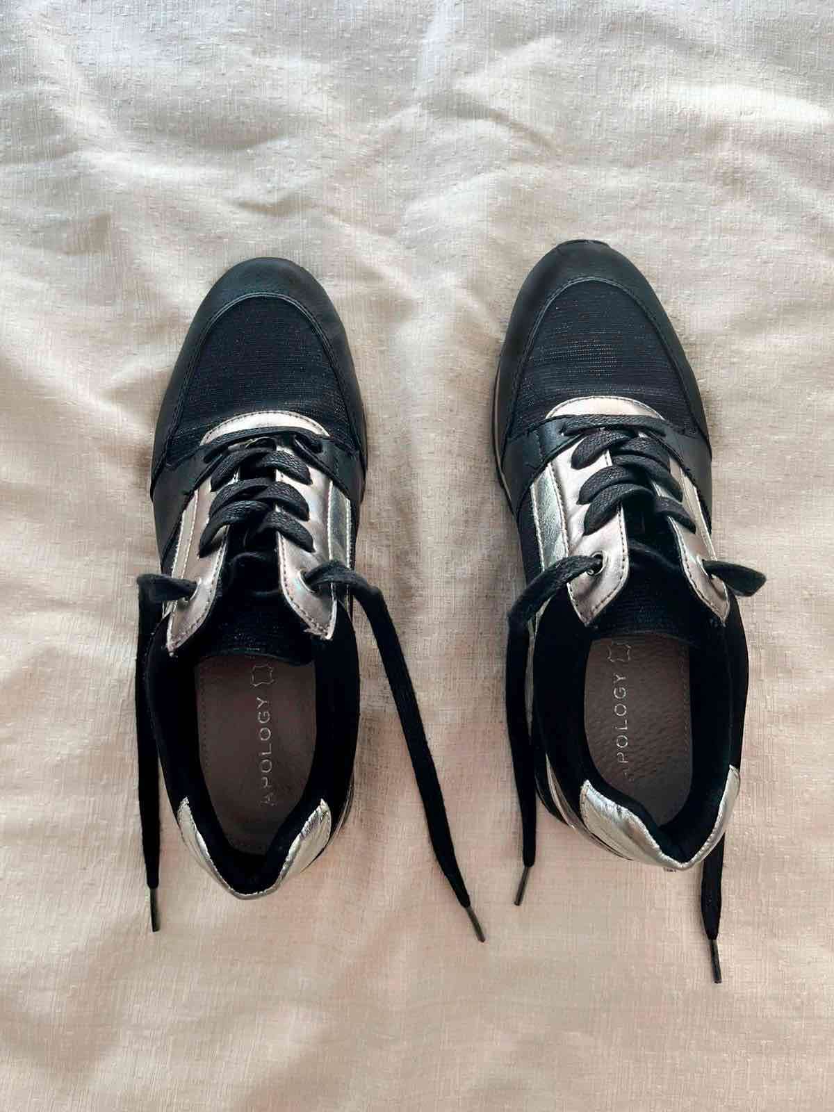 Zapatillas Mujer Talla 38 - Negro con Plateado - miniatura 4