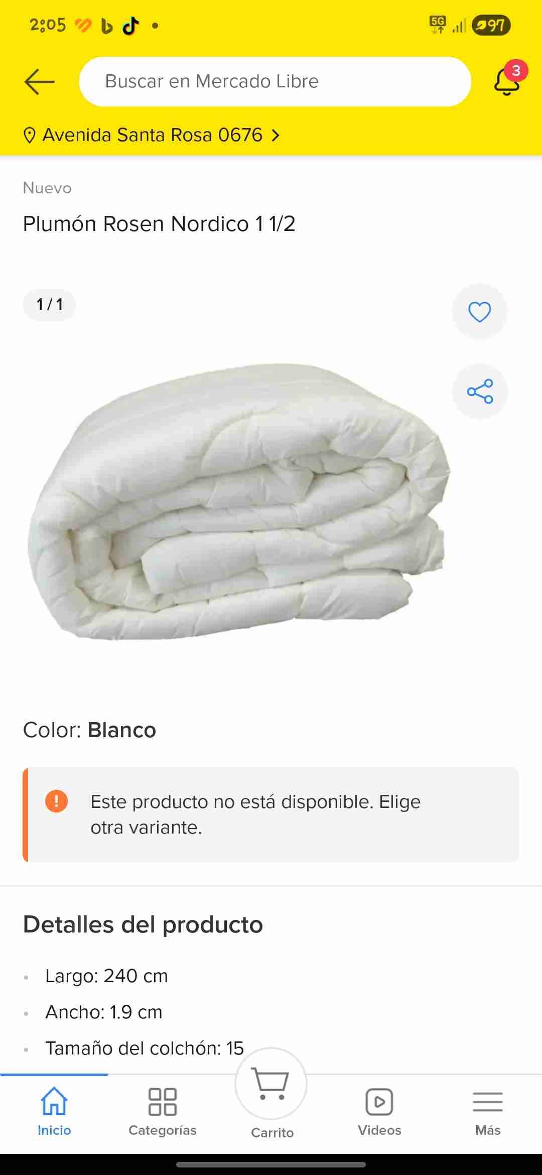 Plumónes Rosen Nórdico 1 plaza y 1/2 blanco - miniatura 1