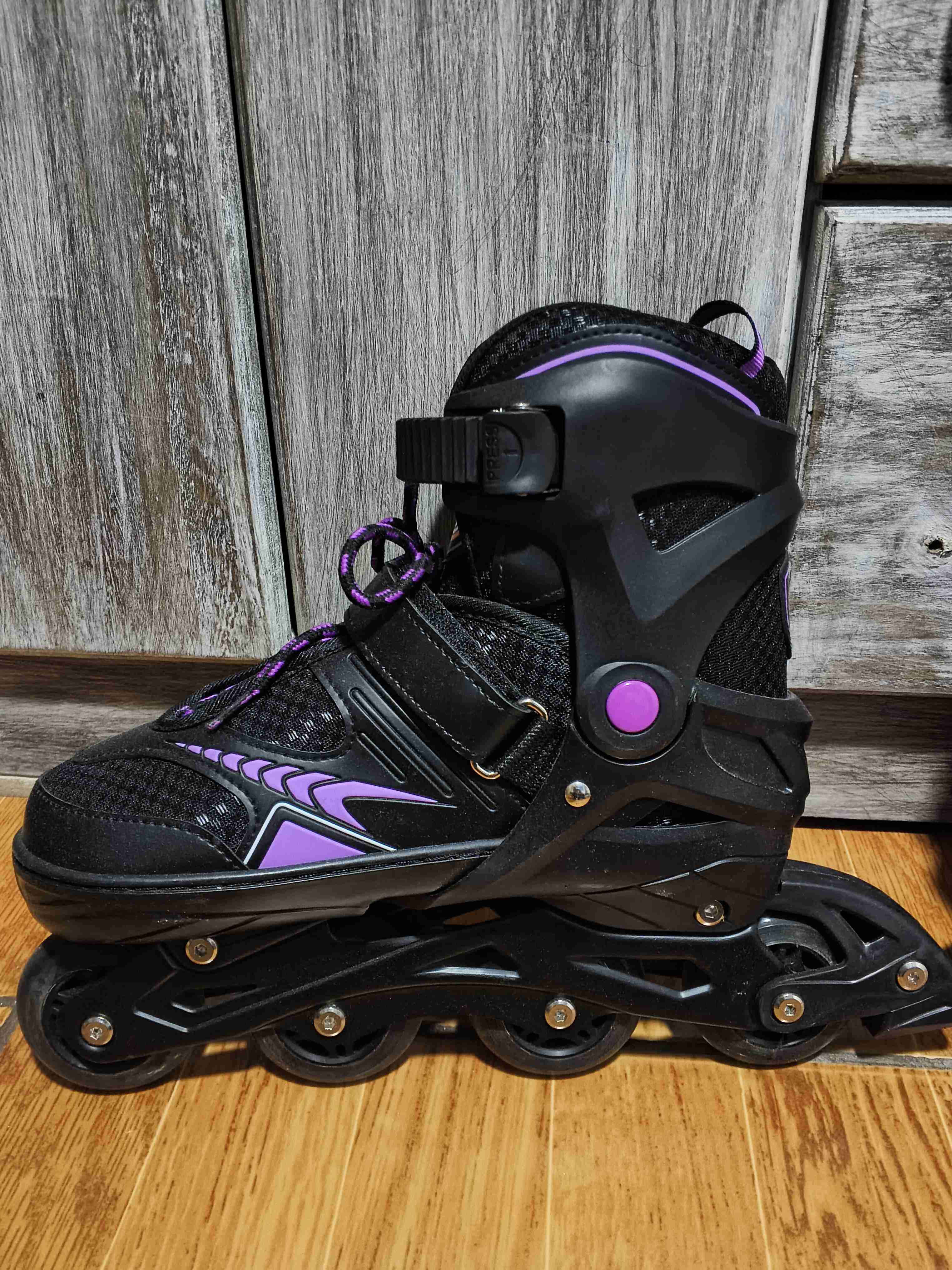 Patines en línea negros y morados - miniatura 2