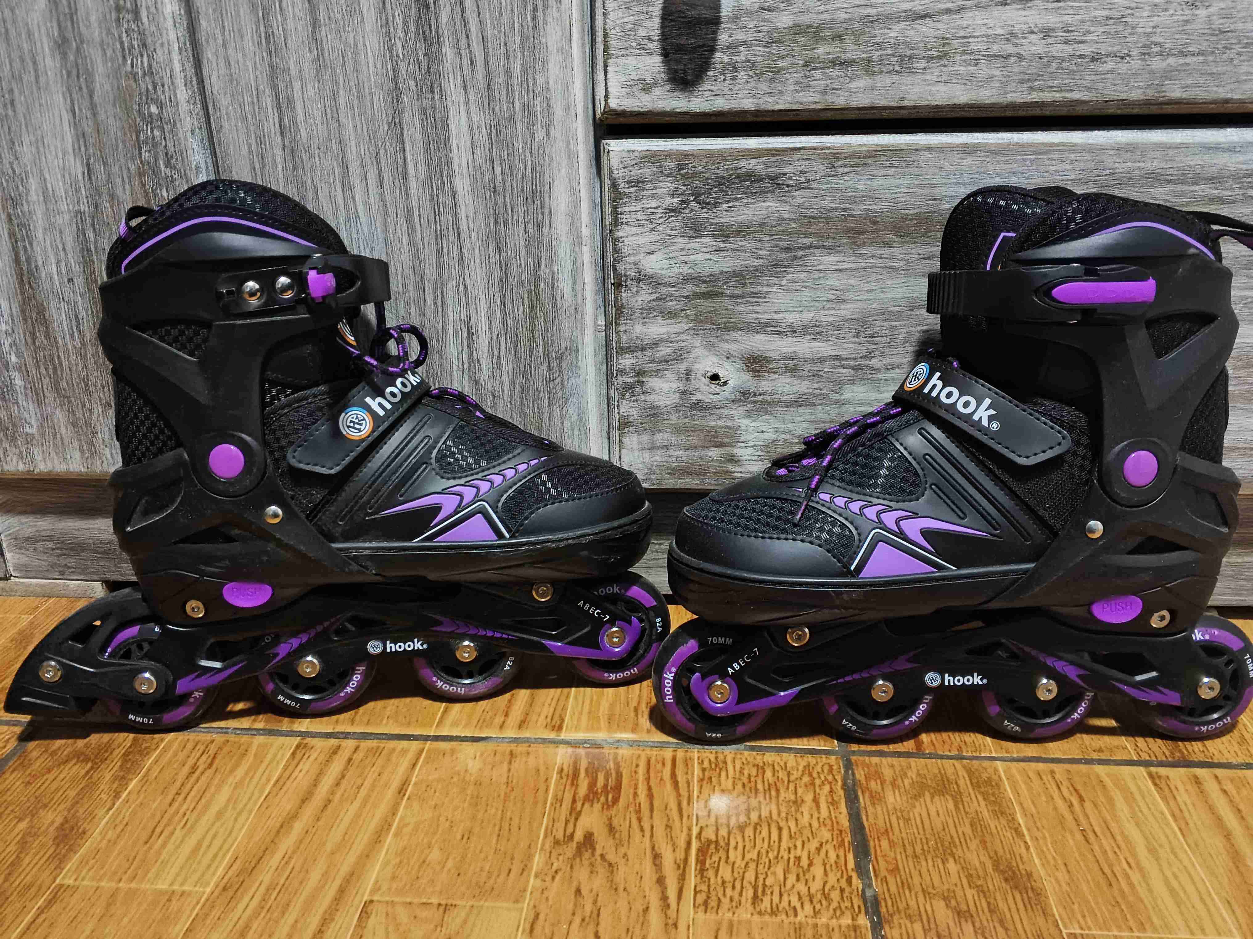 Patines en línea negros y morados - miniatura 4