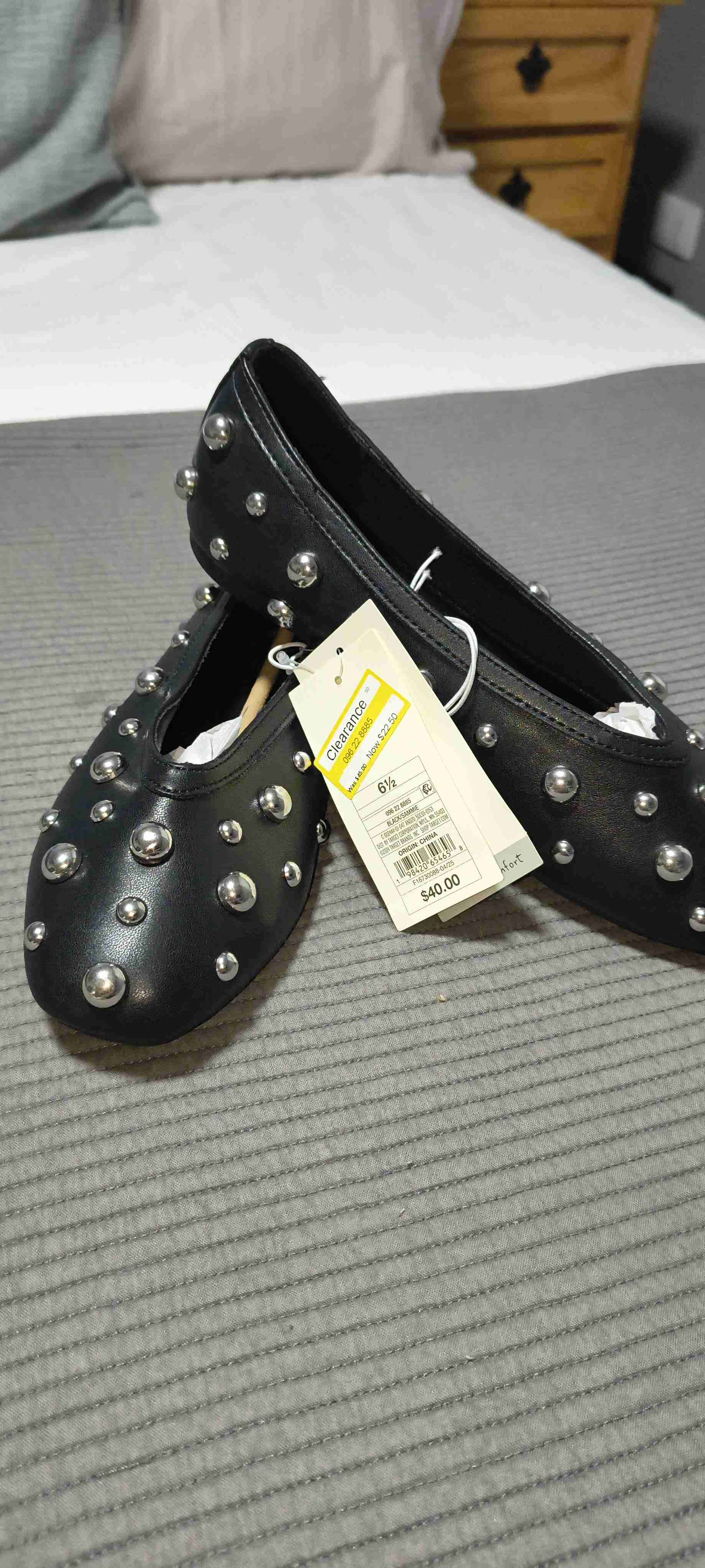 Zapatos planos negros con tachas - miniatura 1