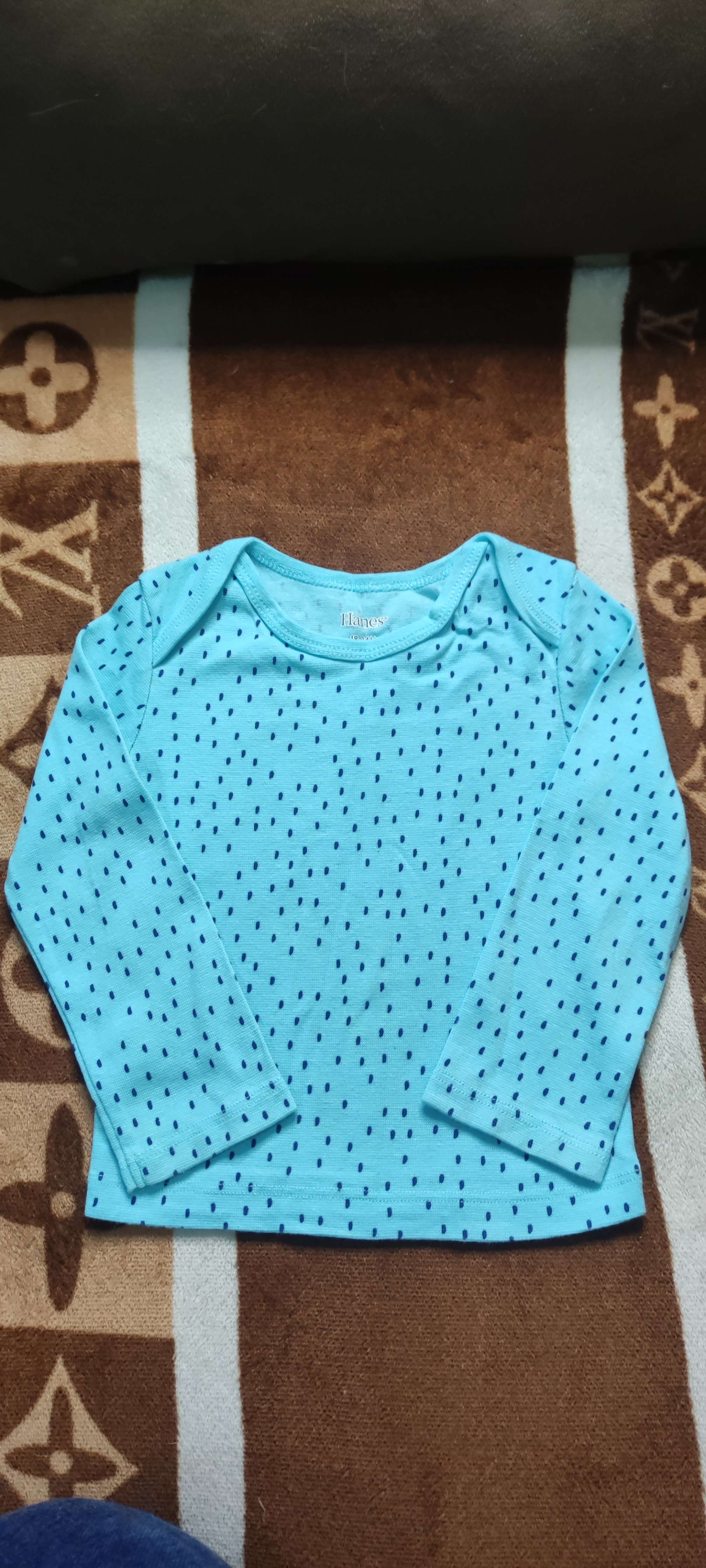 Polera manga larga celeste con puntos - miniatura 1