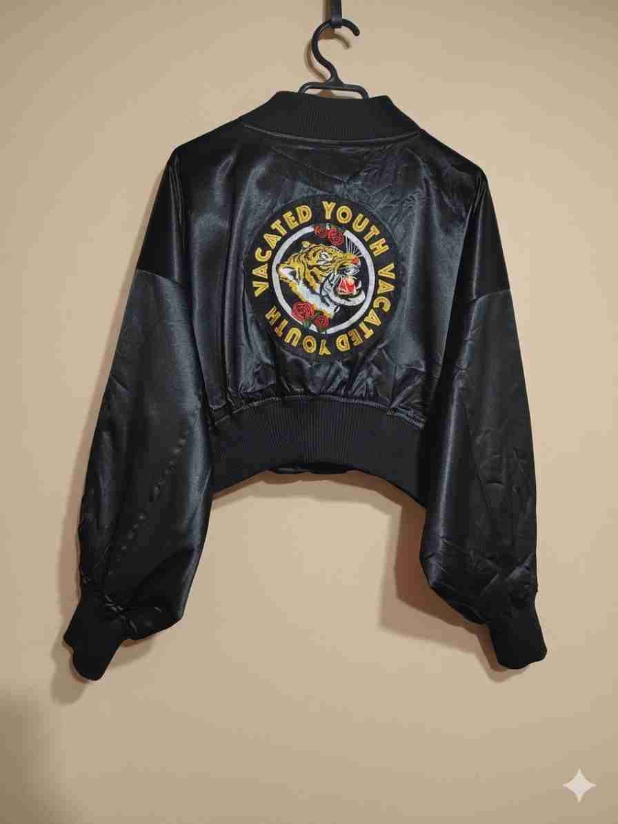 Chaqueta bomber negra satinada - miniatura 2