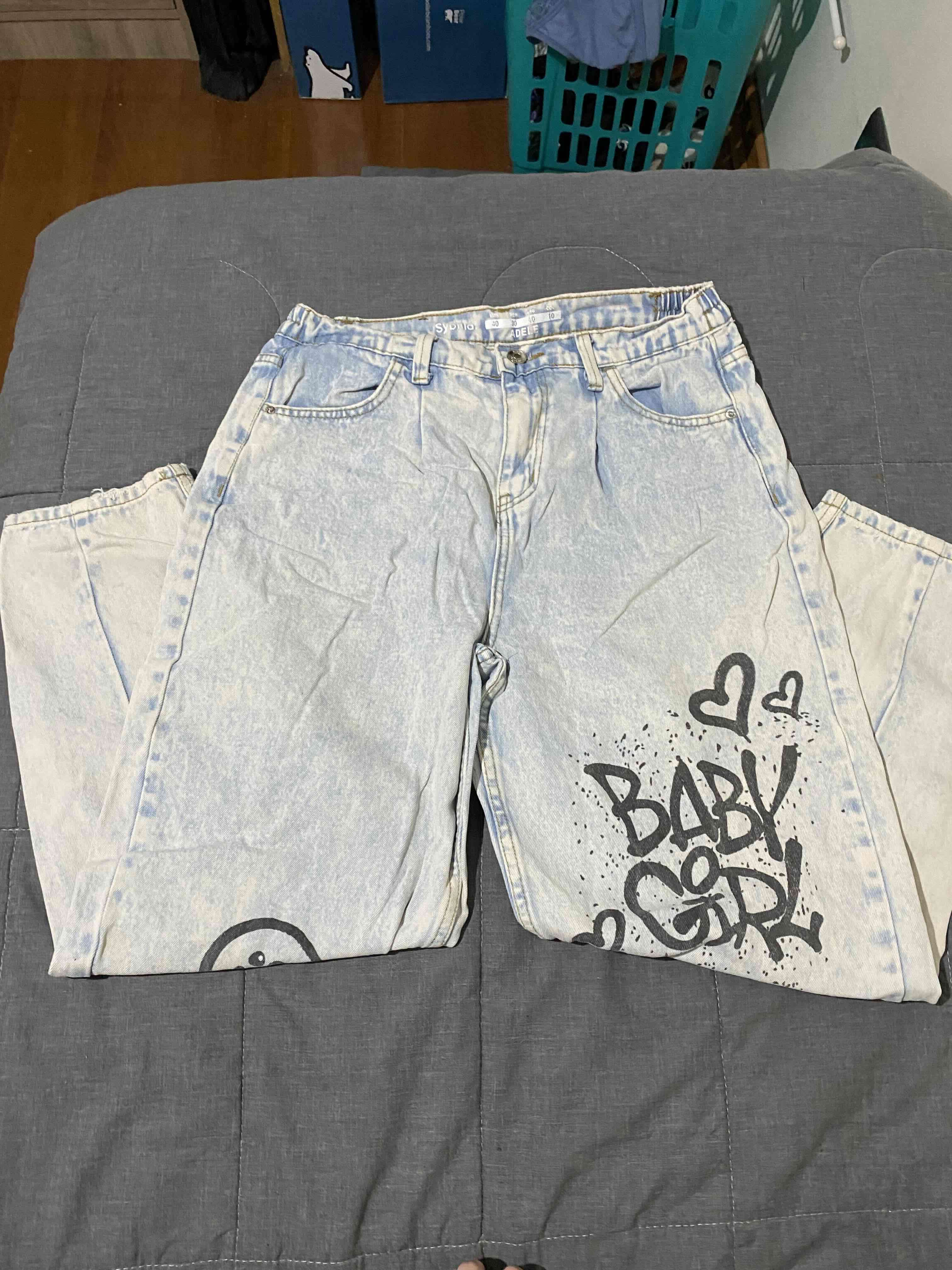 Jeans claros estilo graffiti - miniatura 1