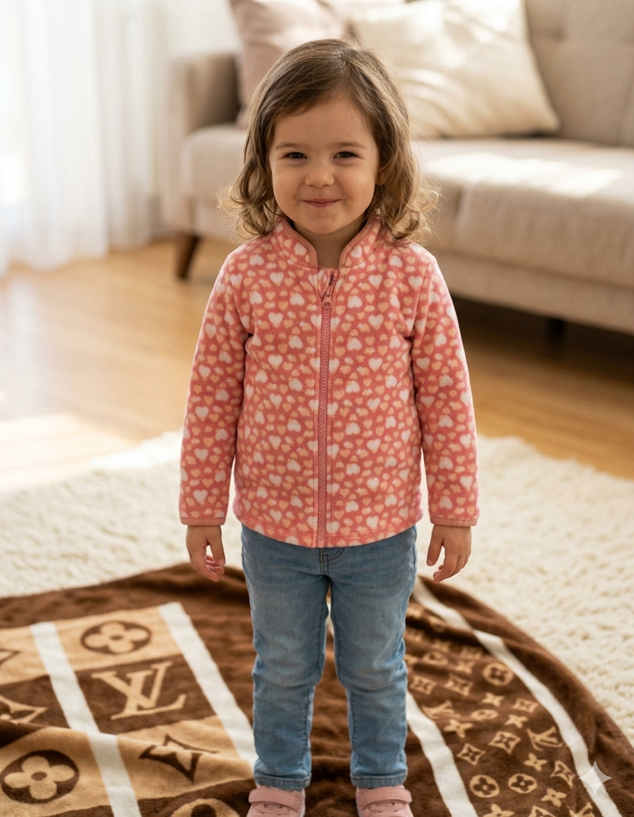 Polerón infantil rosado con corazones - miniatura 3