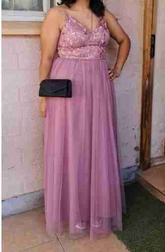 Vestido largo lila elegante Talla L - miniatura 2