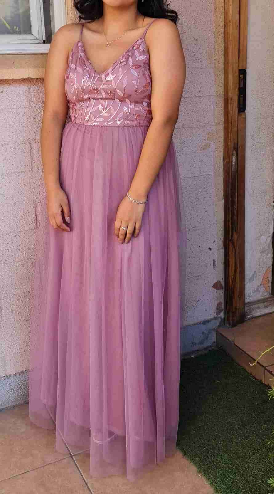 Vestido largo lila elegante Talla L - miniatura 3