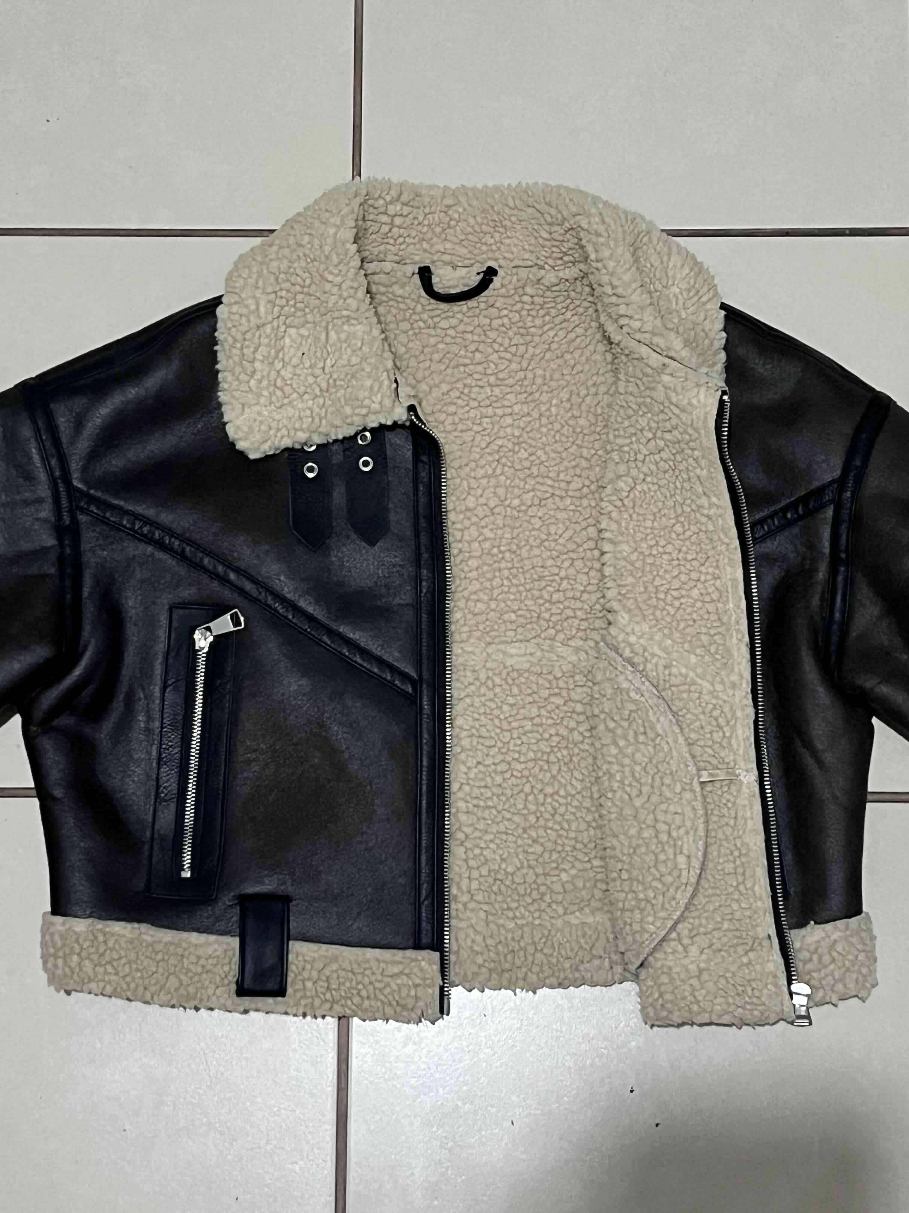 Chaqueta de cuero negra con forro - miniatura 5