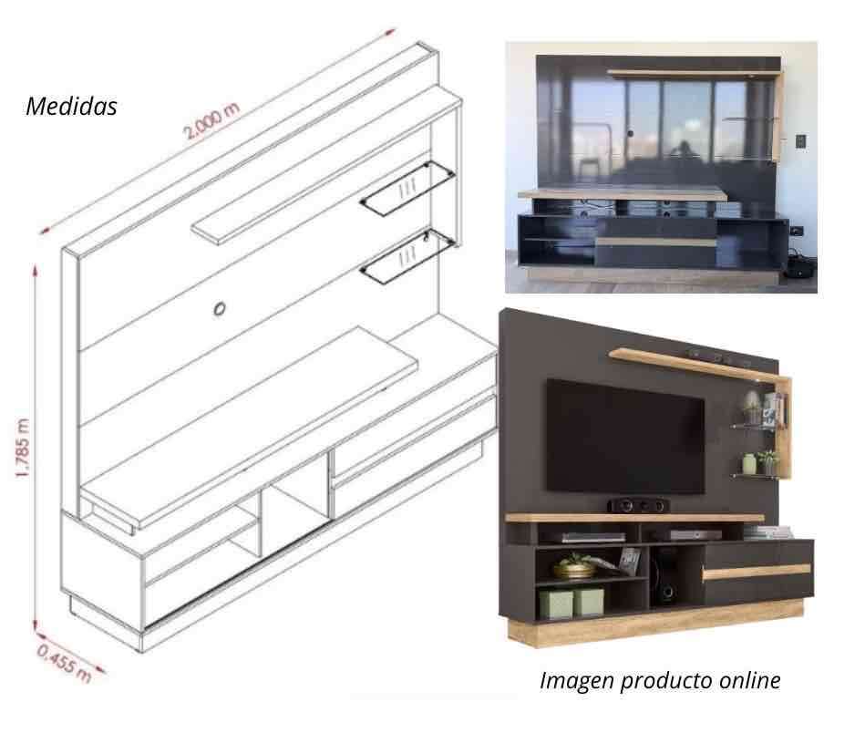 Mueble de TV con estantes - miniatura 3