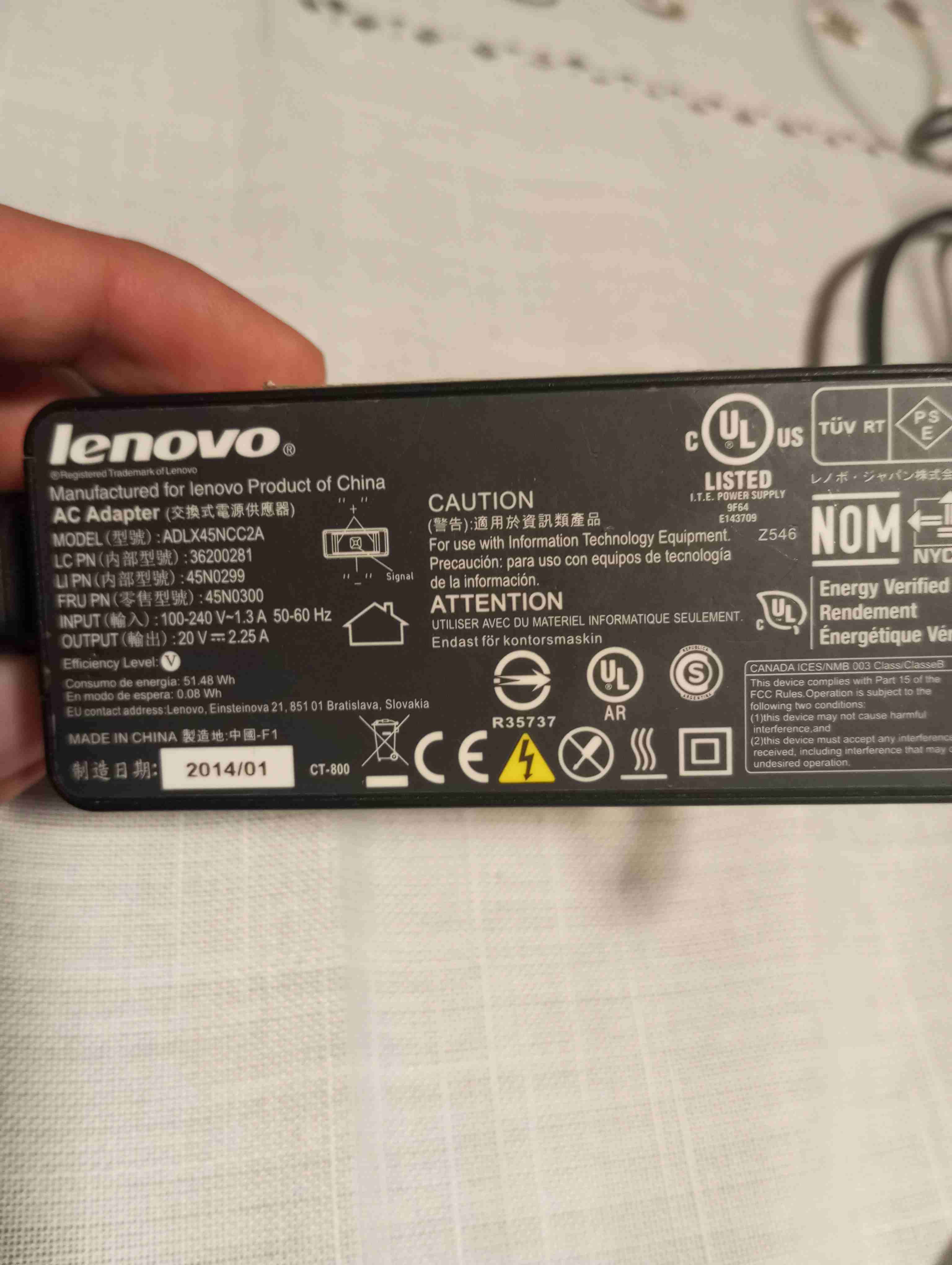 Cargador Original Lenovo 45W | Punta Rectangular - miniatura 1