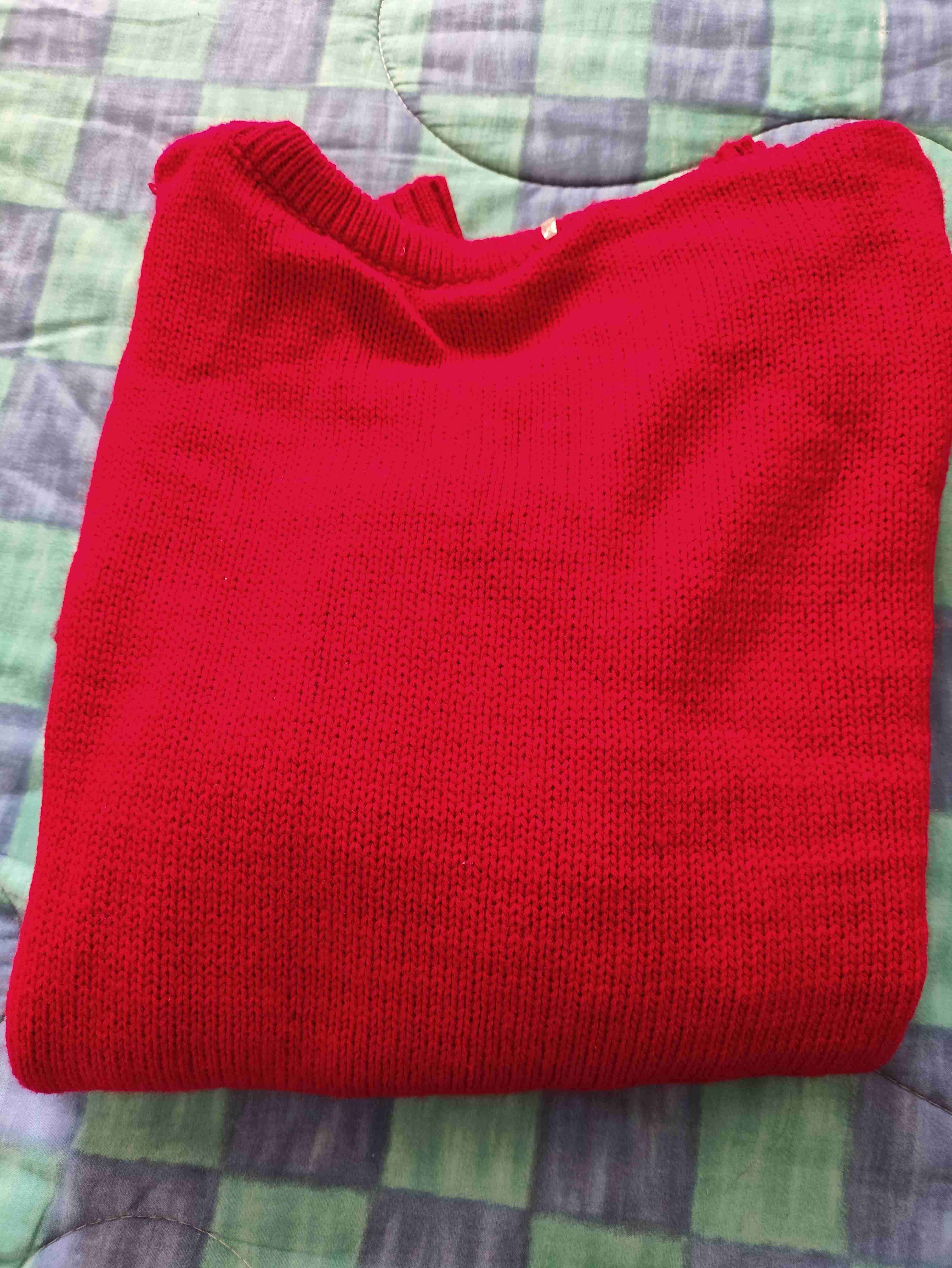 Suéter rojo de punto trenzado - miniatura 2