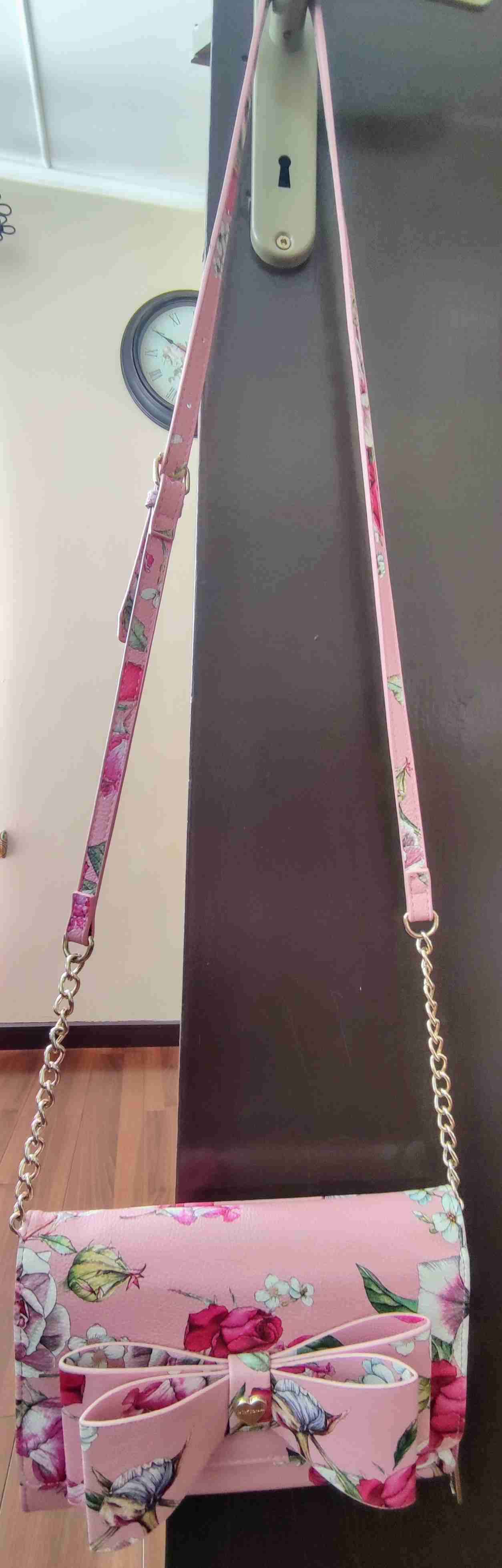 Cartera rosa floral con lazo - miniatura 1