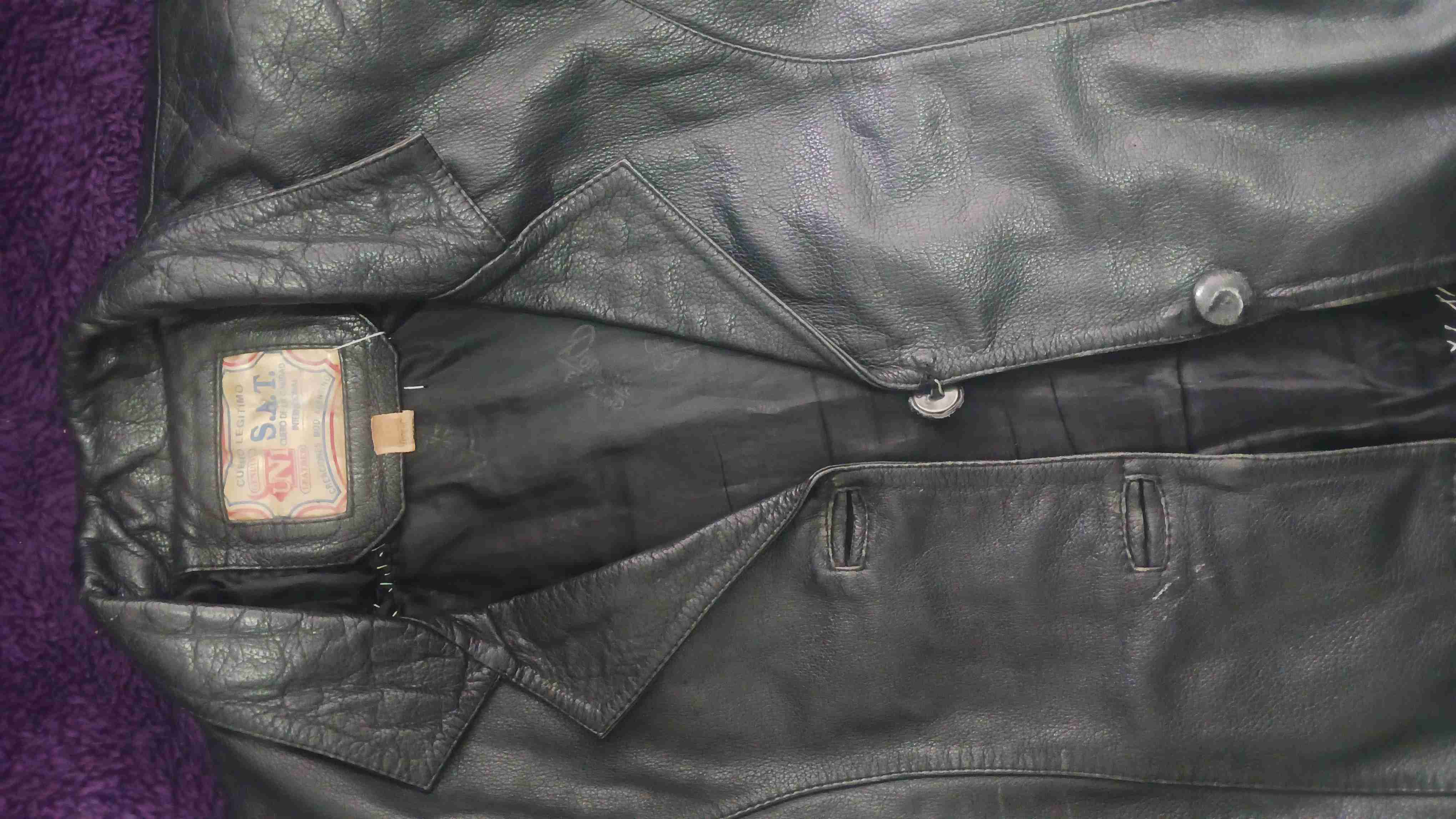 Chaqueta de cuero negra SAT - miniatura 1