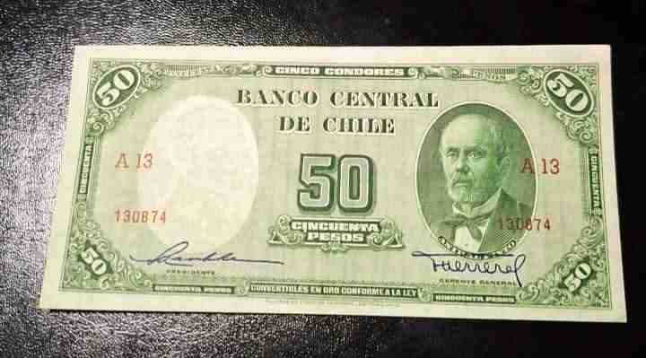 Billete antiguo de 50 pesos chilenos - miniatura 1