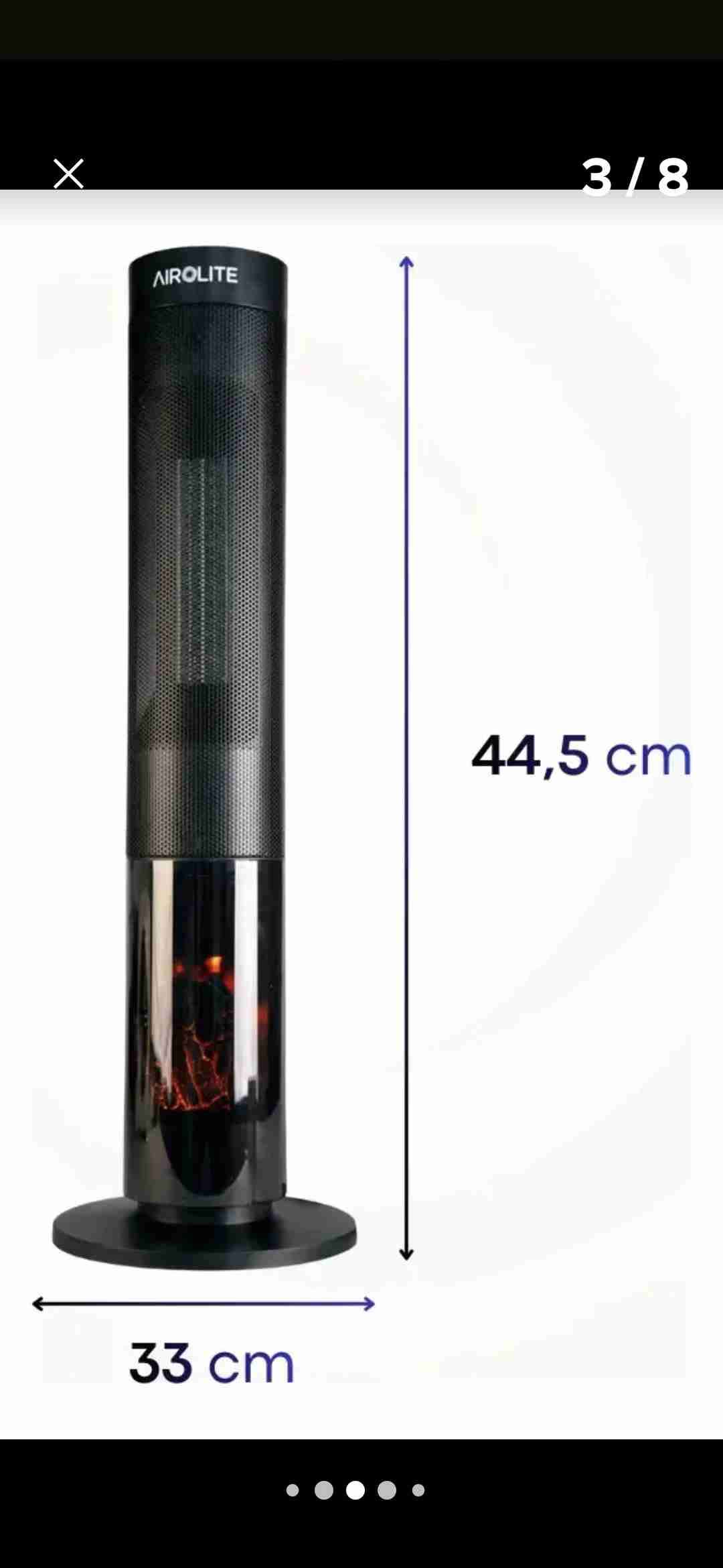 Calefactor torre Airolite negro - miniatura 3