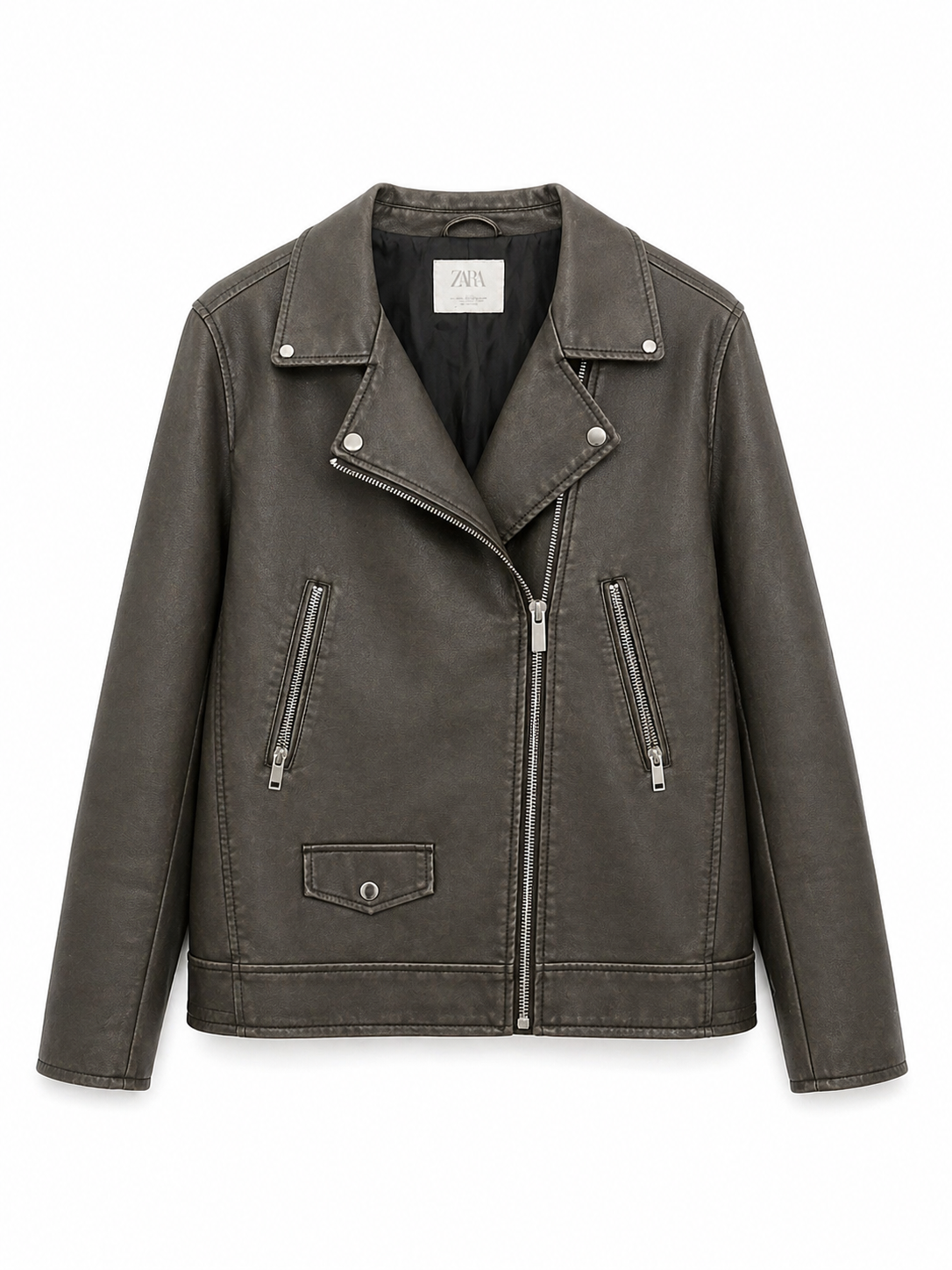 Chaqueta biker de cuero gris