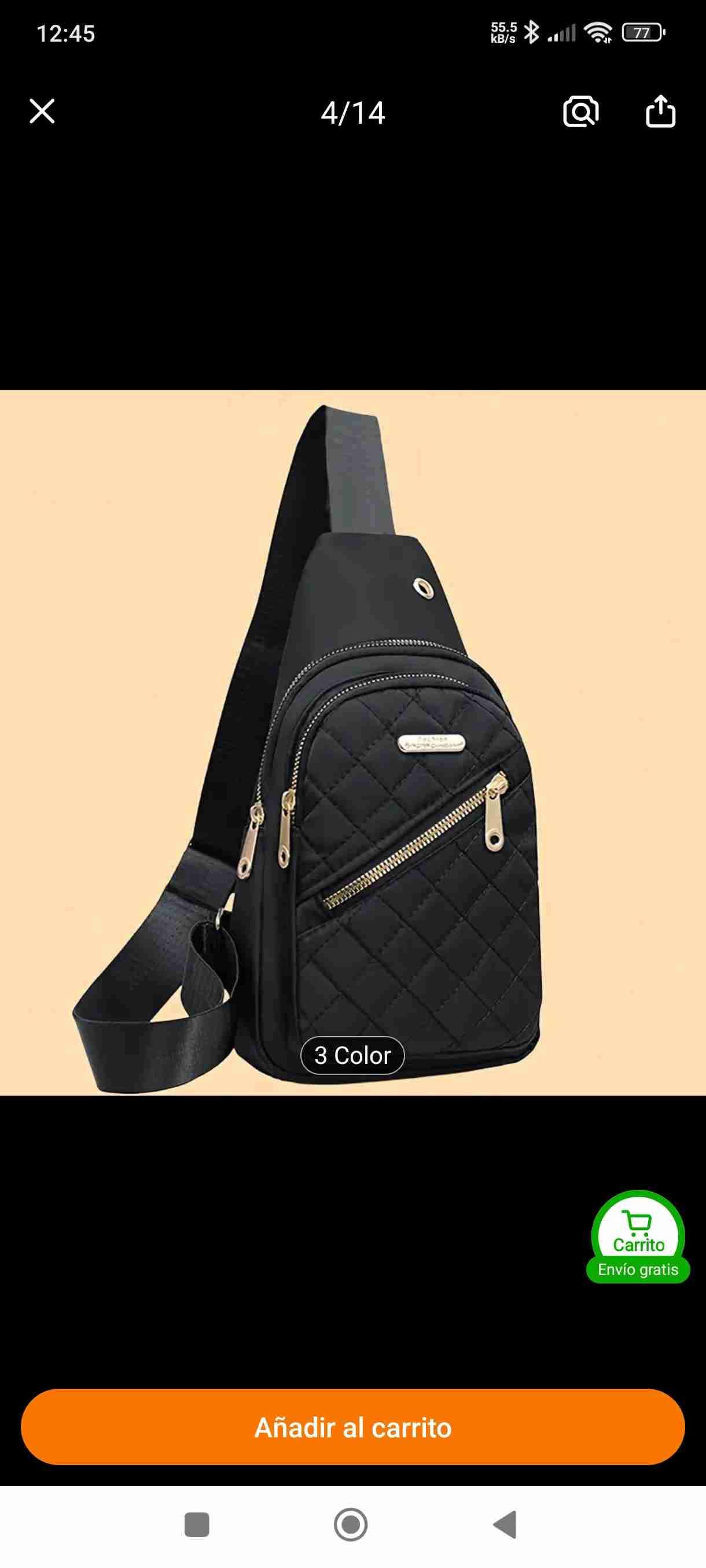 Bandolera negra acolchada - miniatura 1