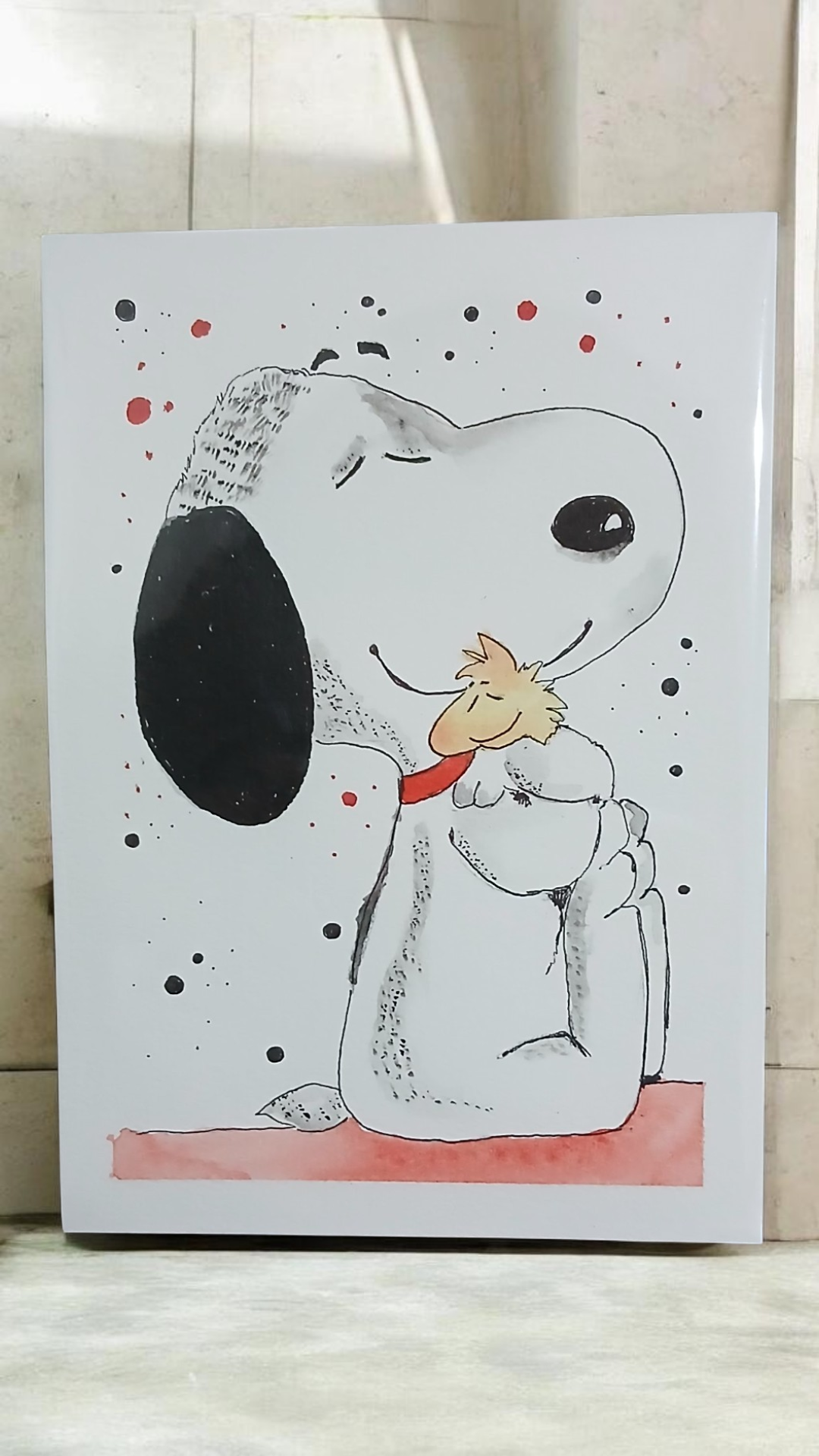 Postal acuarela Snoopy