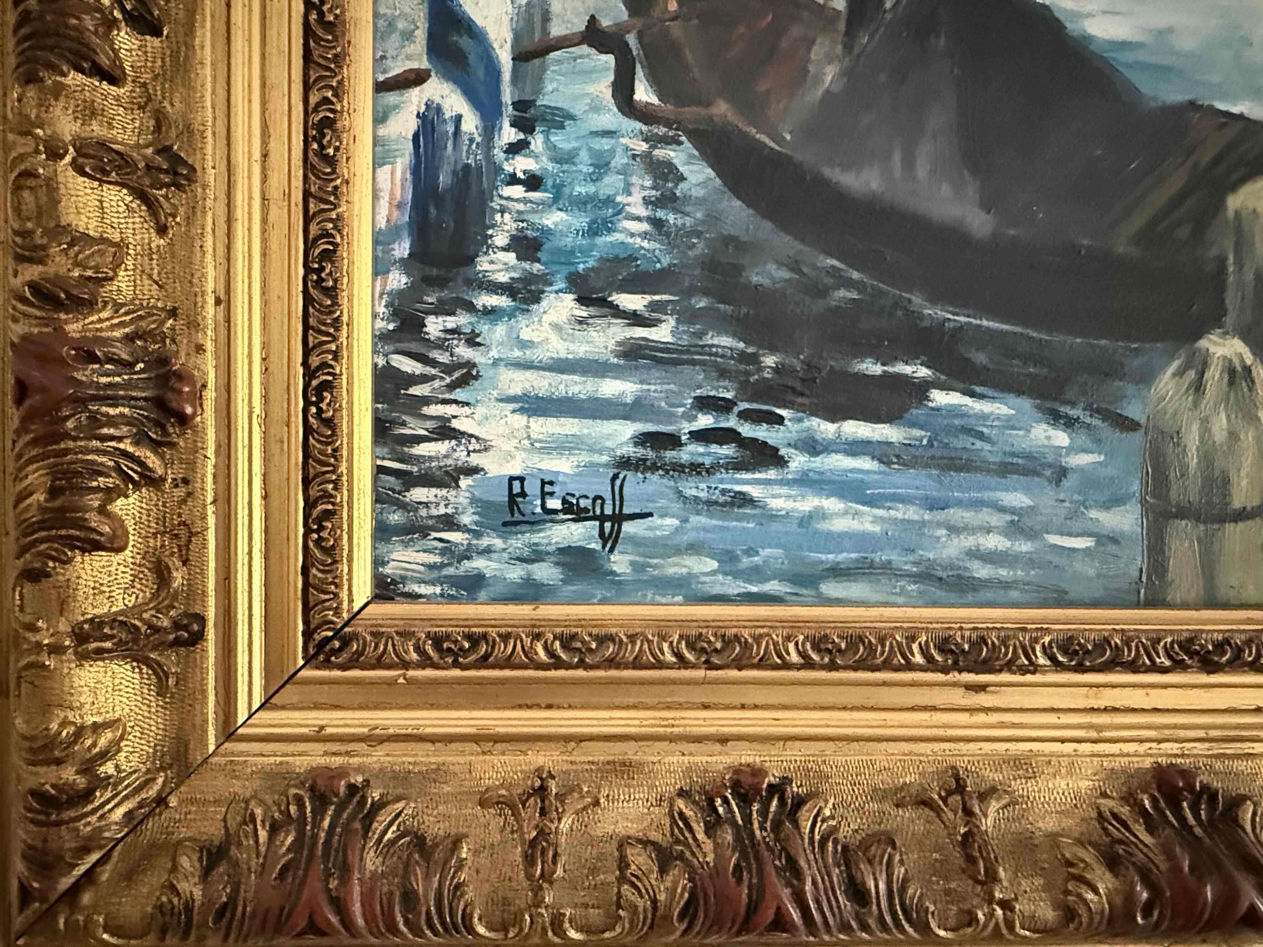 Cuadro de góndola veneciana - Óleo sobre Lienzo - miniatura 2