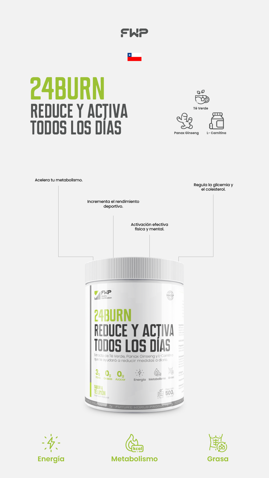 Suplemento 24BURN sabor limón - miniatura 2