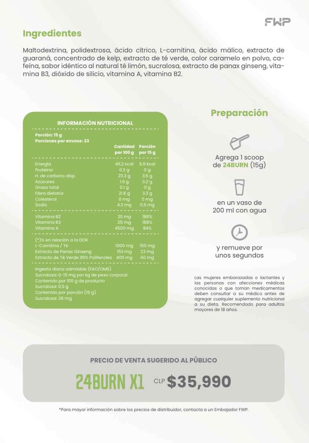 Suplemento 24BURN sabor limón - miniatura 5