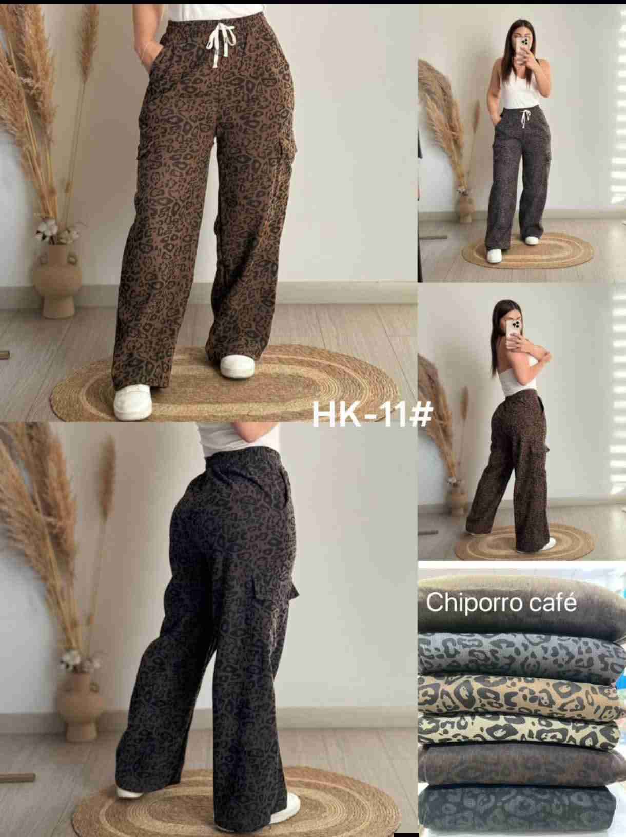 Pantalones chiporro café estampado