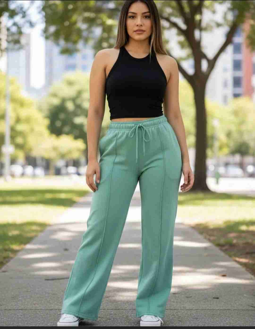 Pantalones beige anchos - miniatura 2