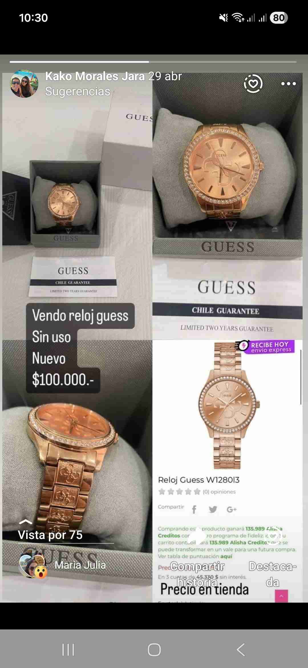 Reloj Guess dorado nuevo