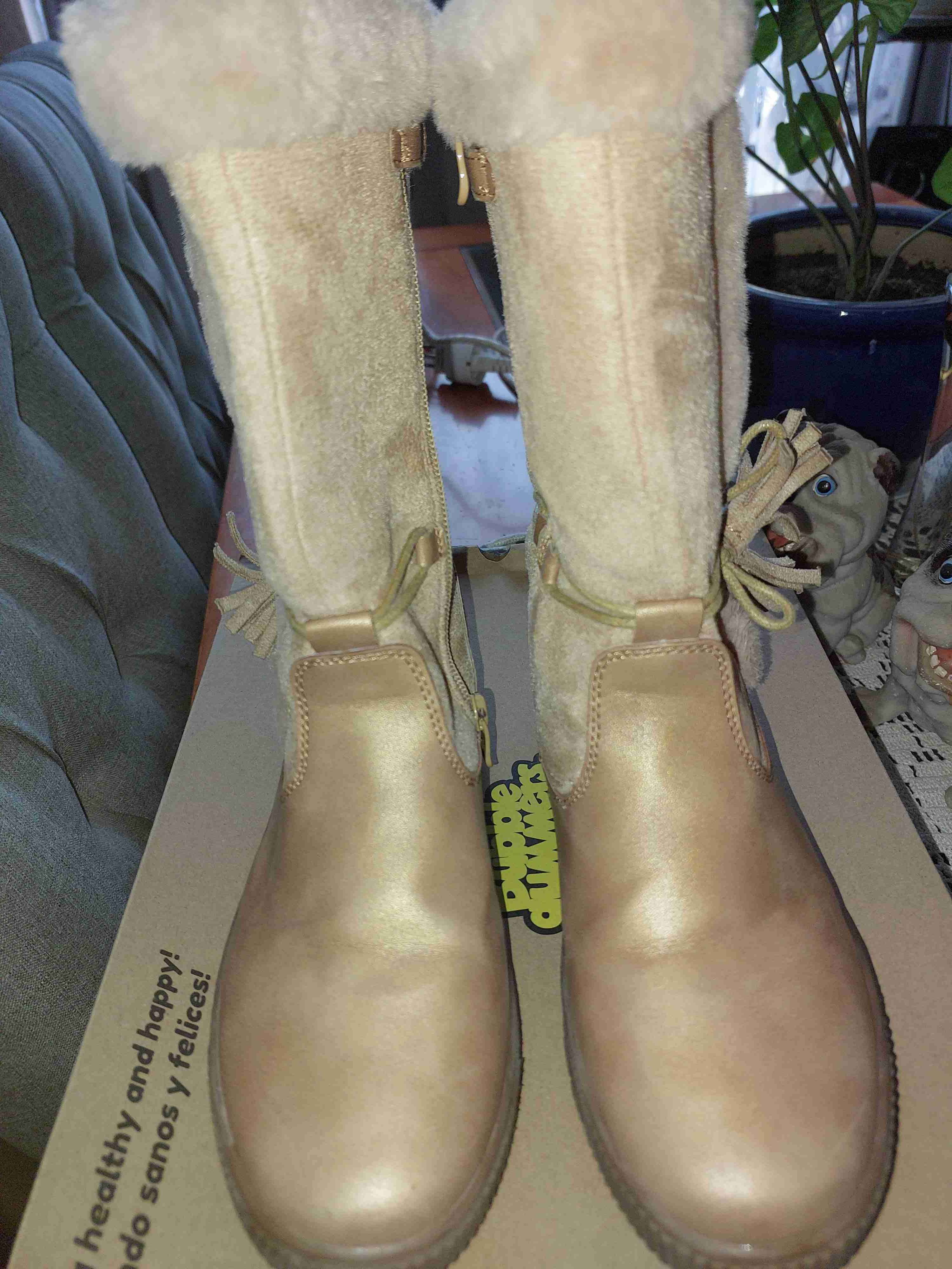 Botas altas de gamuza beige N°35 - miniatura 1