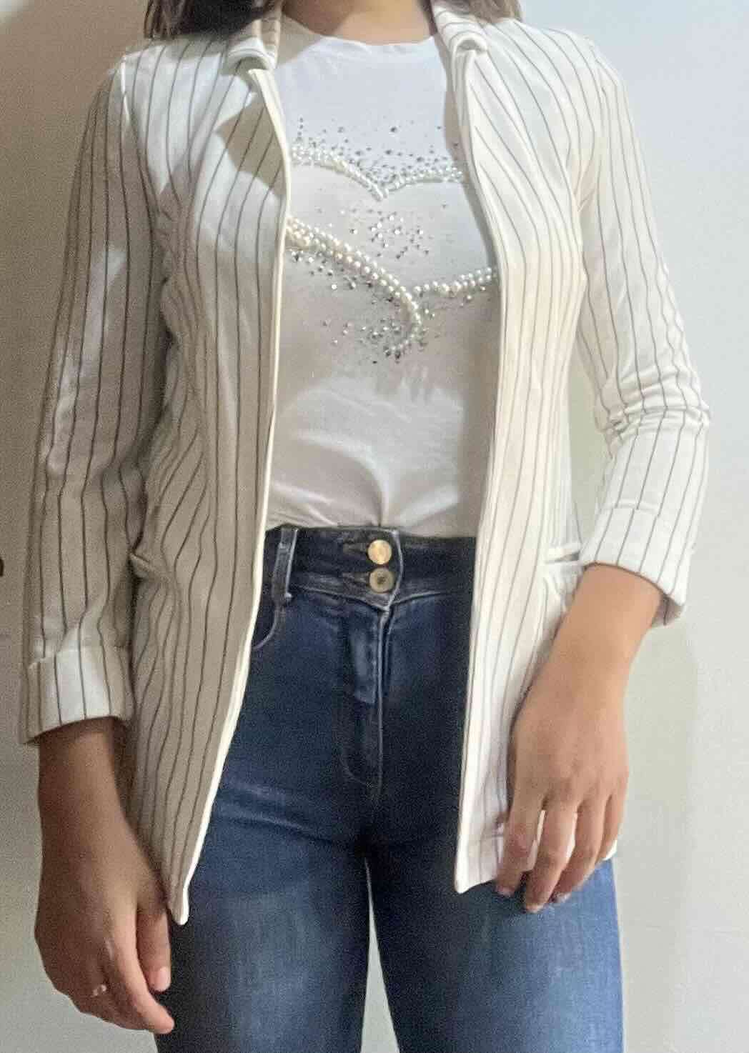 Blazer blanco a rayas - miniatura 3