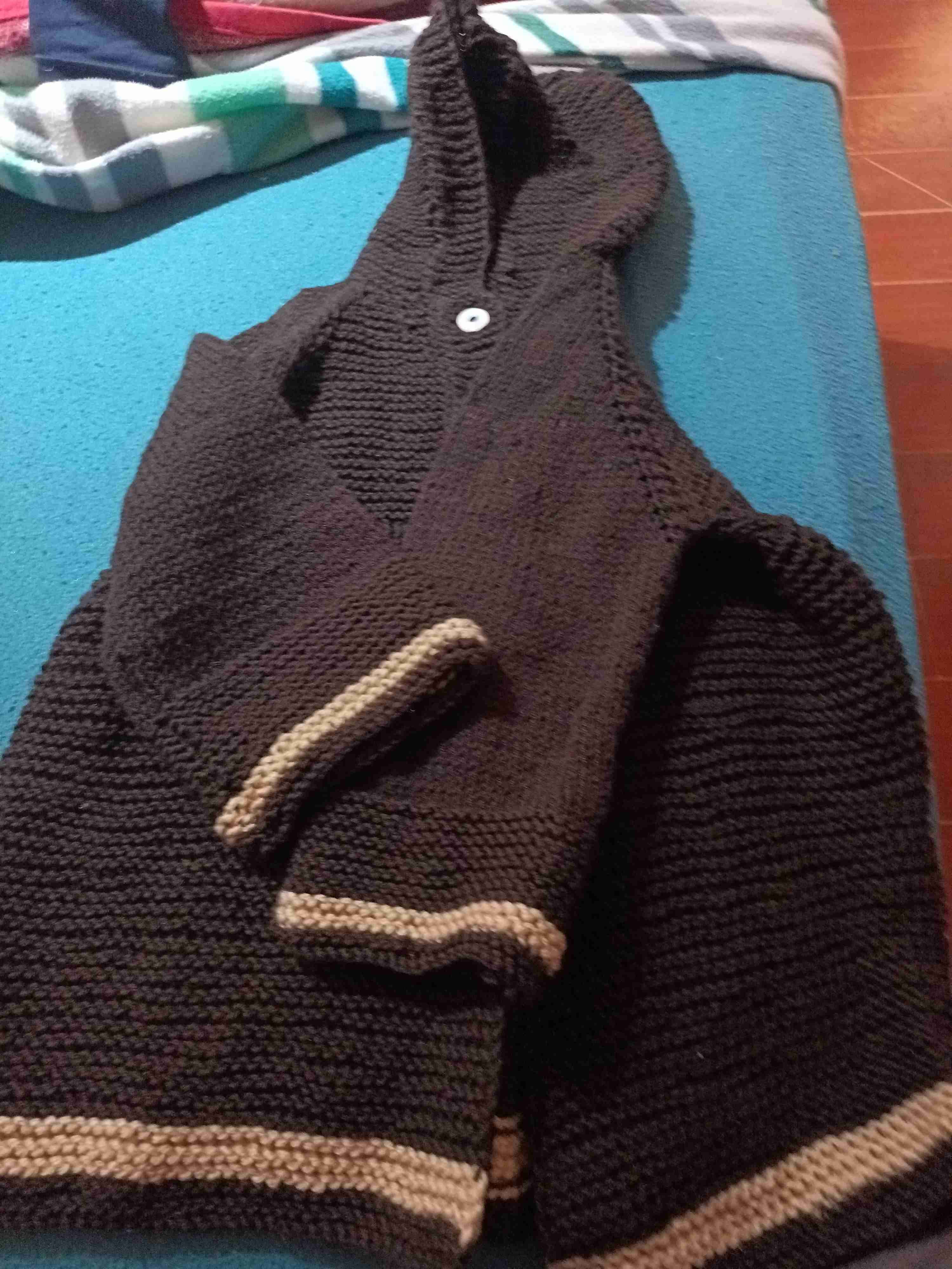 Abrijo  tejido a palillo con capucha - miniatura 2