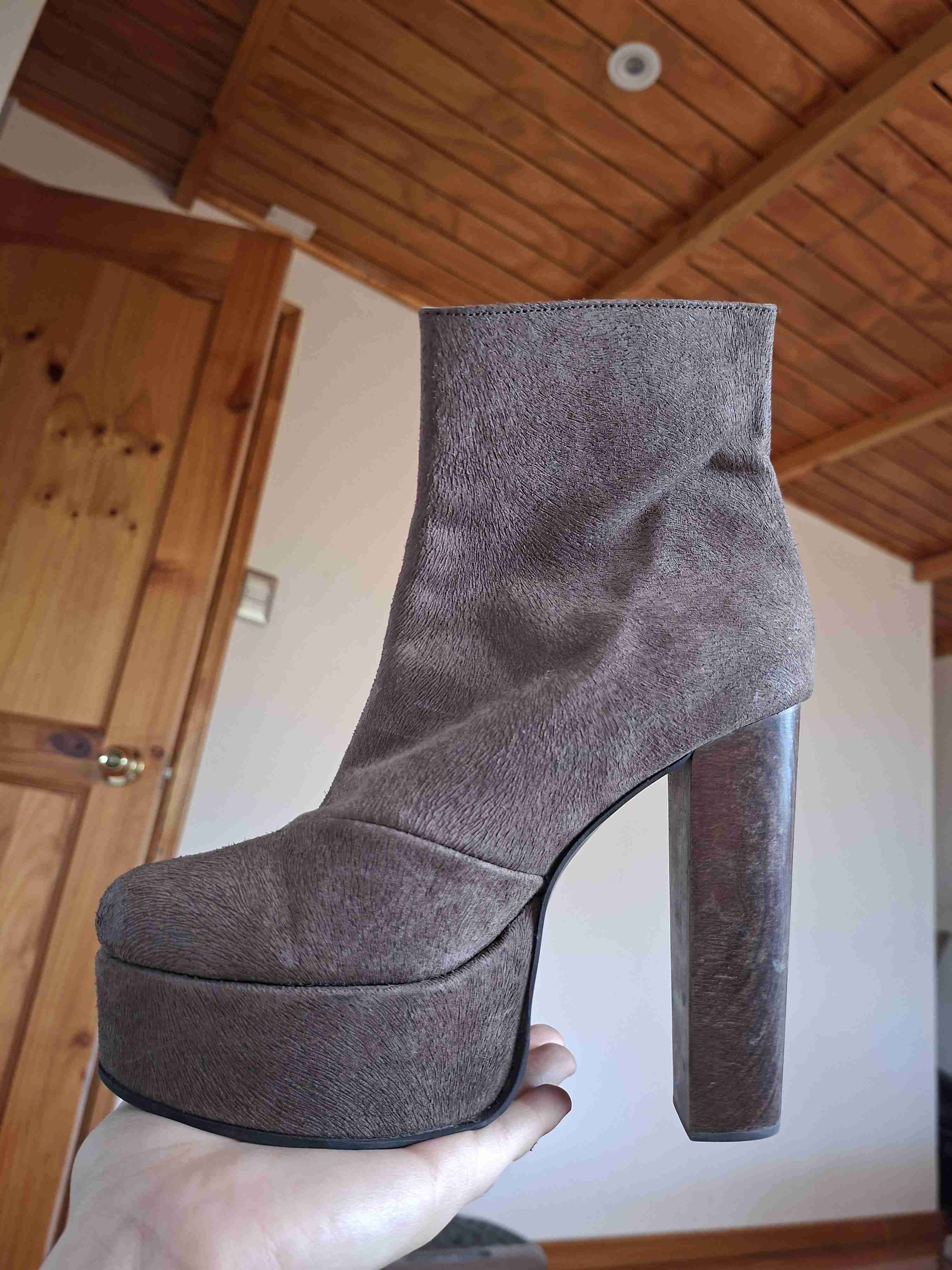 Botines de tacón alto grueso marrones - miniatura 3