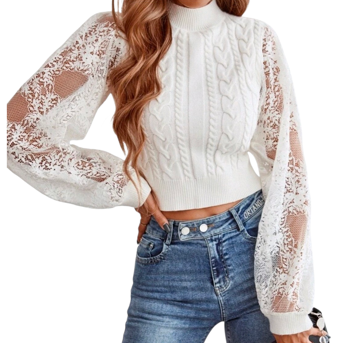 Suéter mujer bicolor y blanco - miniatura 3