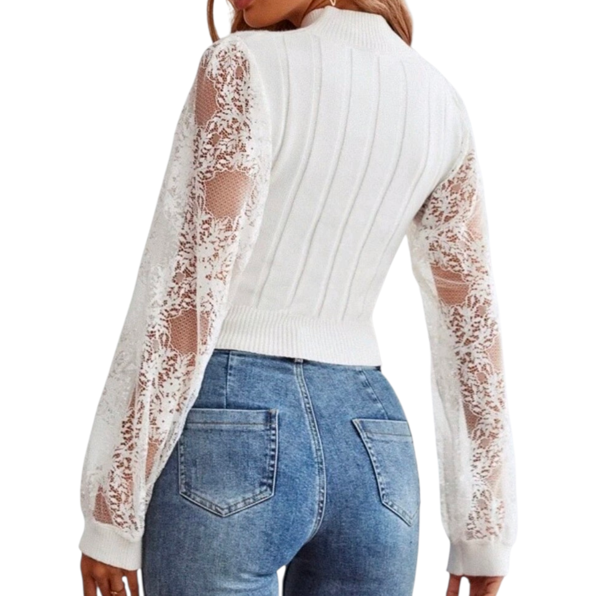 Suéter mujer bicolor y blanco - miniatura 4