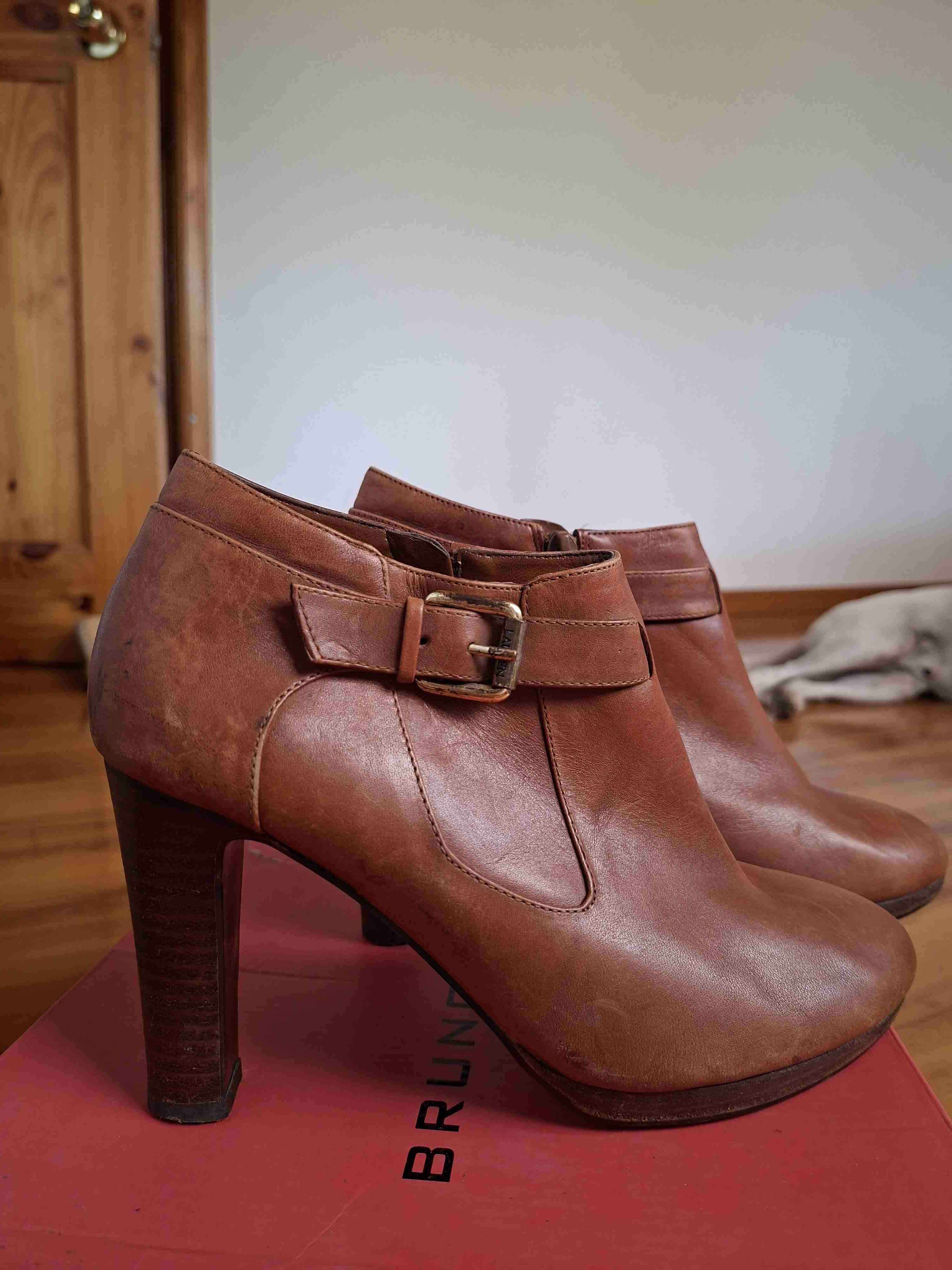 Botines de cuero marrón Ralph Lauren - miniatura 1