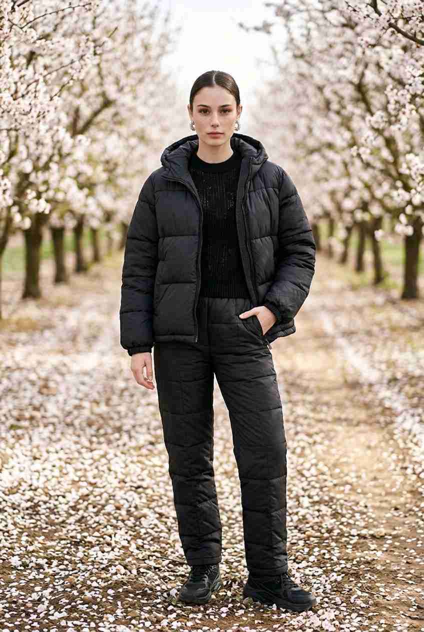 Parka acolchada negra con cierre - miniatura 2