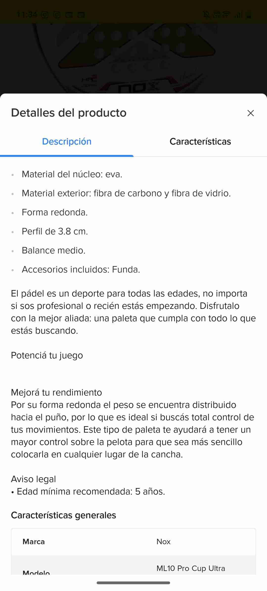 Pala de pádel Nox ML10 Pro Cup - miniatura 3