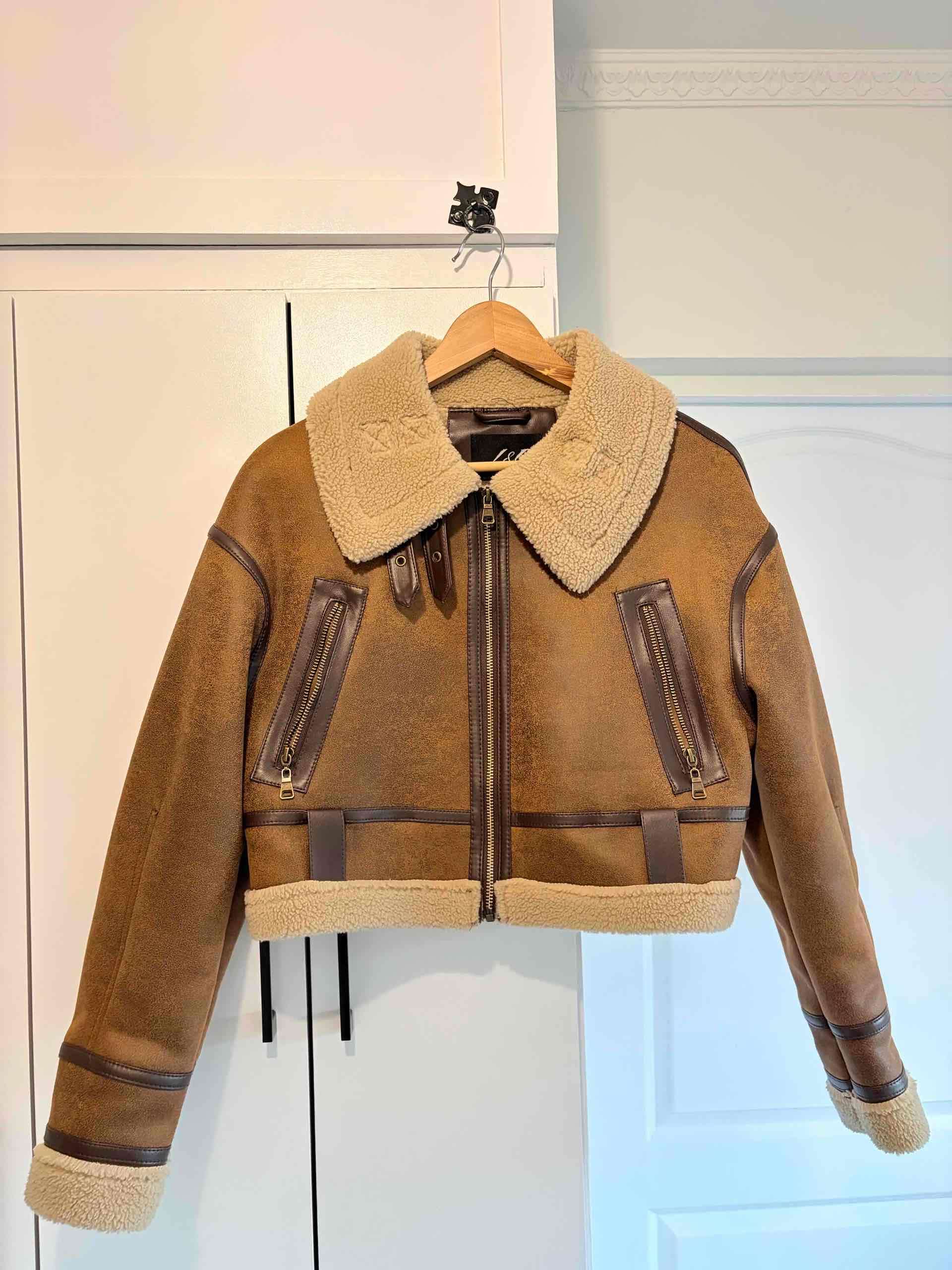 Chaqueta estilo aviador marrón con chiporro - miniatura 1