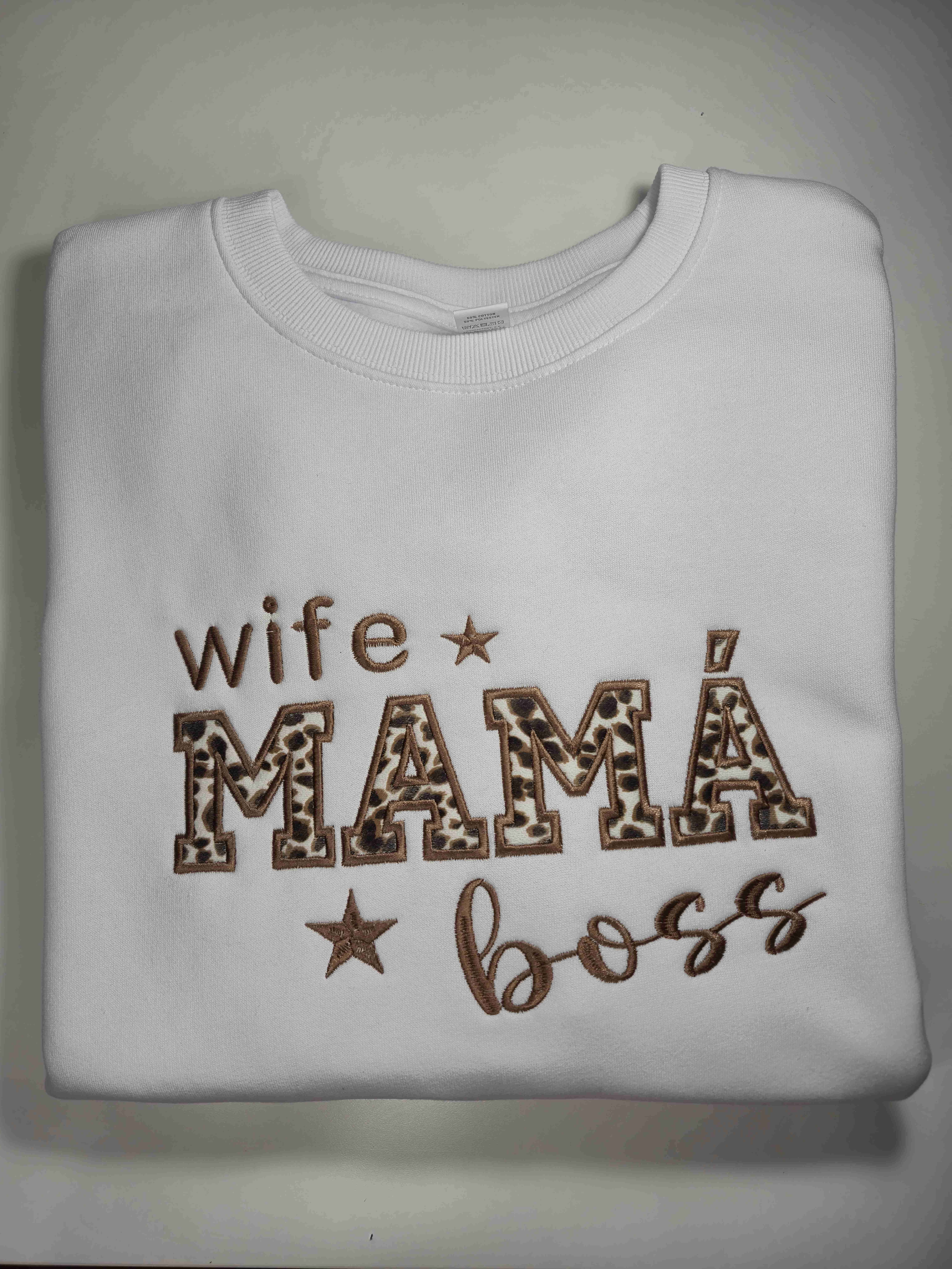 Polerón bordado personalizado blanco 'MAMÁ Boss' - miniatura 3