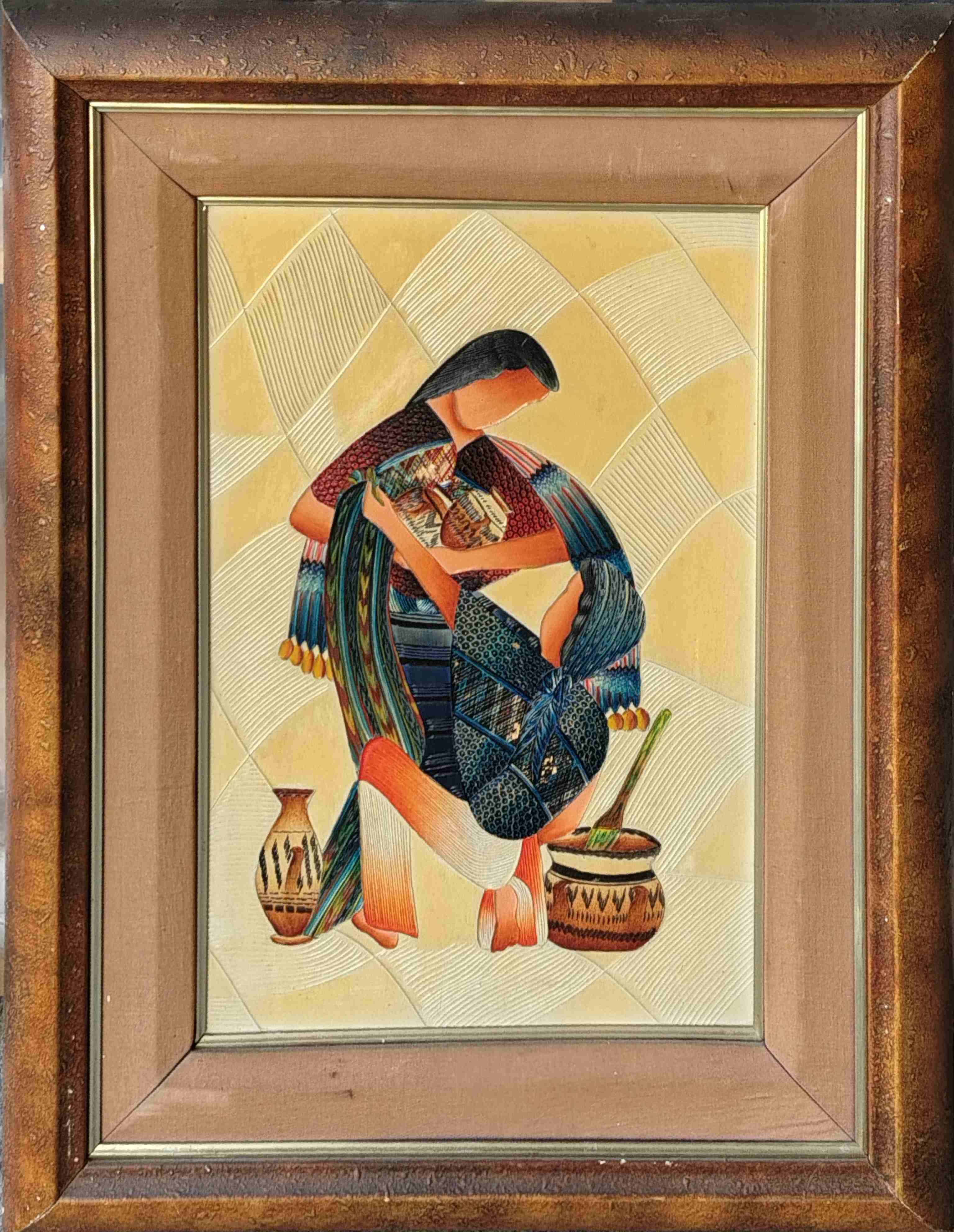 Cuadro arte indígena enmarcado