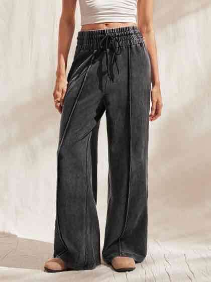 Pantalon prelavados negro  mujer - miniatura 1