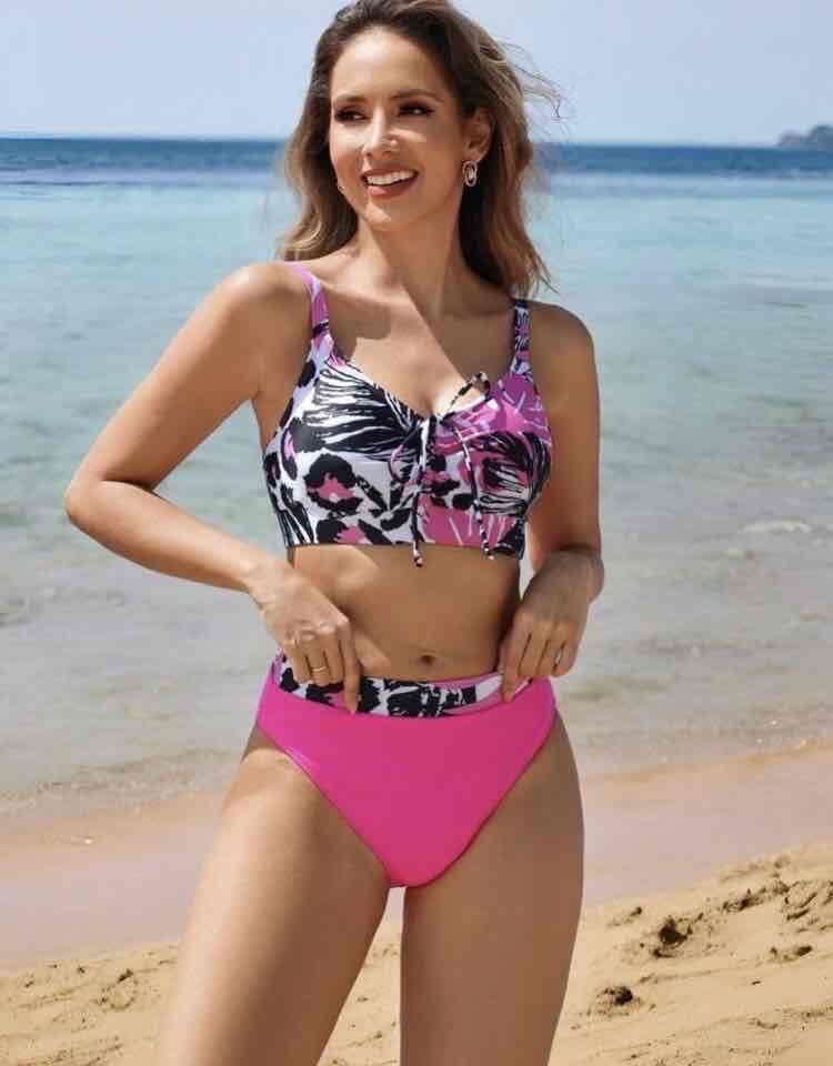 Traje de baño estampado rosa - miniatura 4