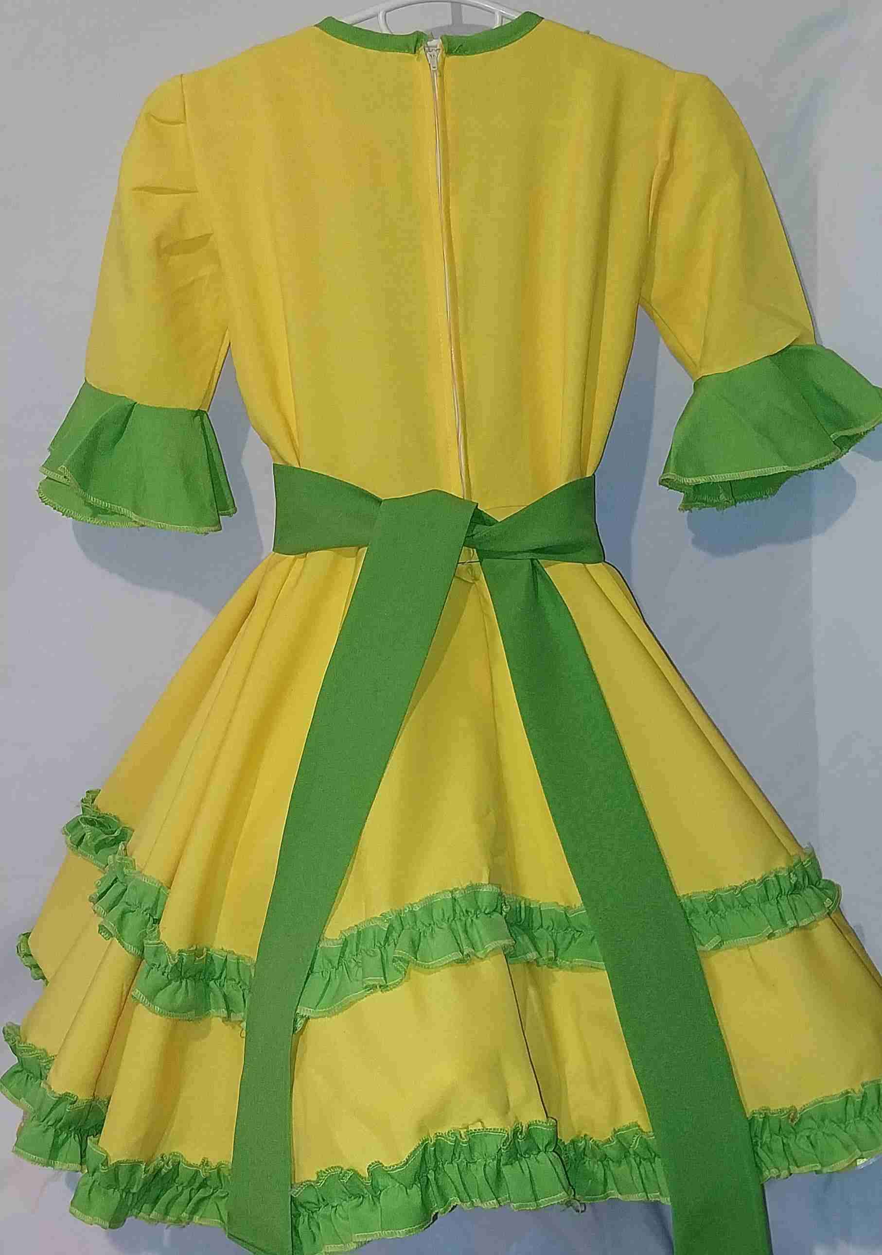 Vestido típico de cueca amarillo y verde talla 10 - miniatura 5