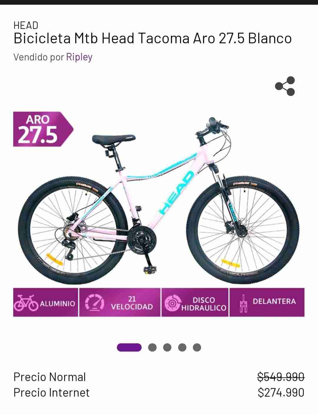 Bicicleta Head morada para montaña - miniatura 2