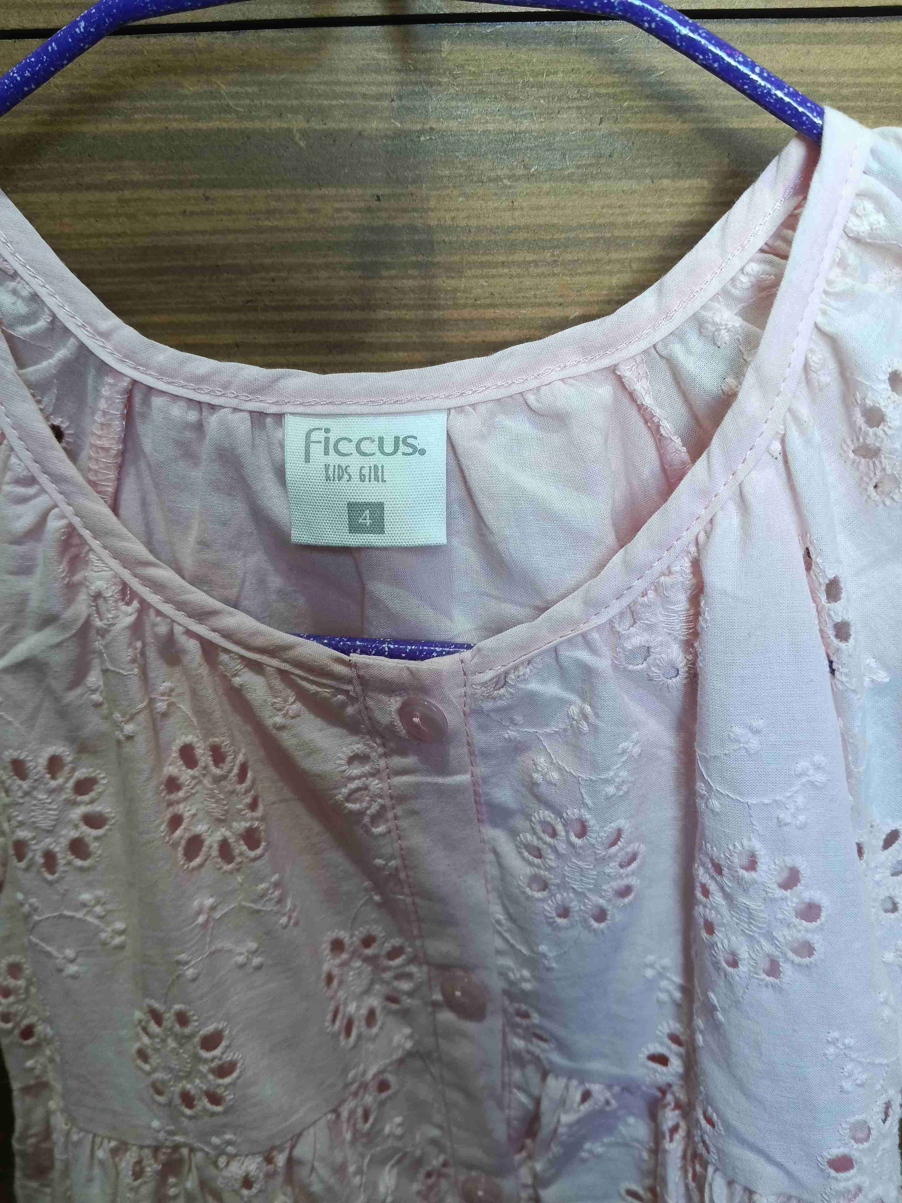 Vestido rosado de niña bordado - miniatura 2