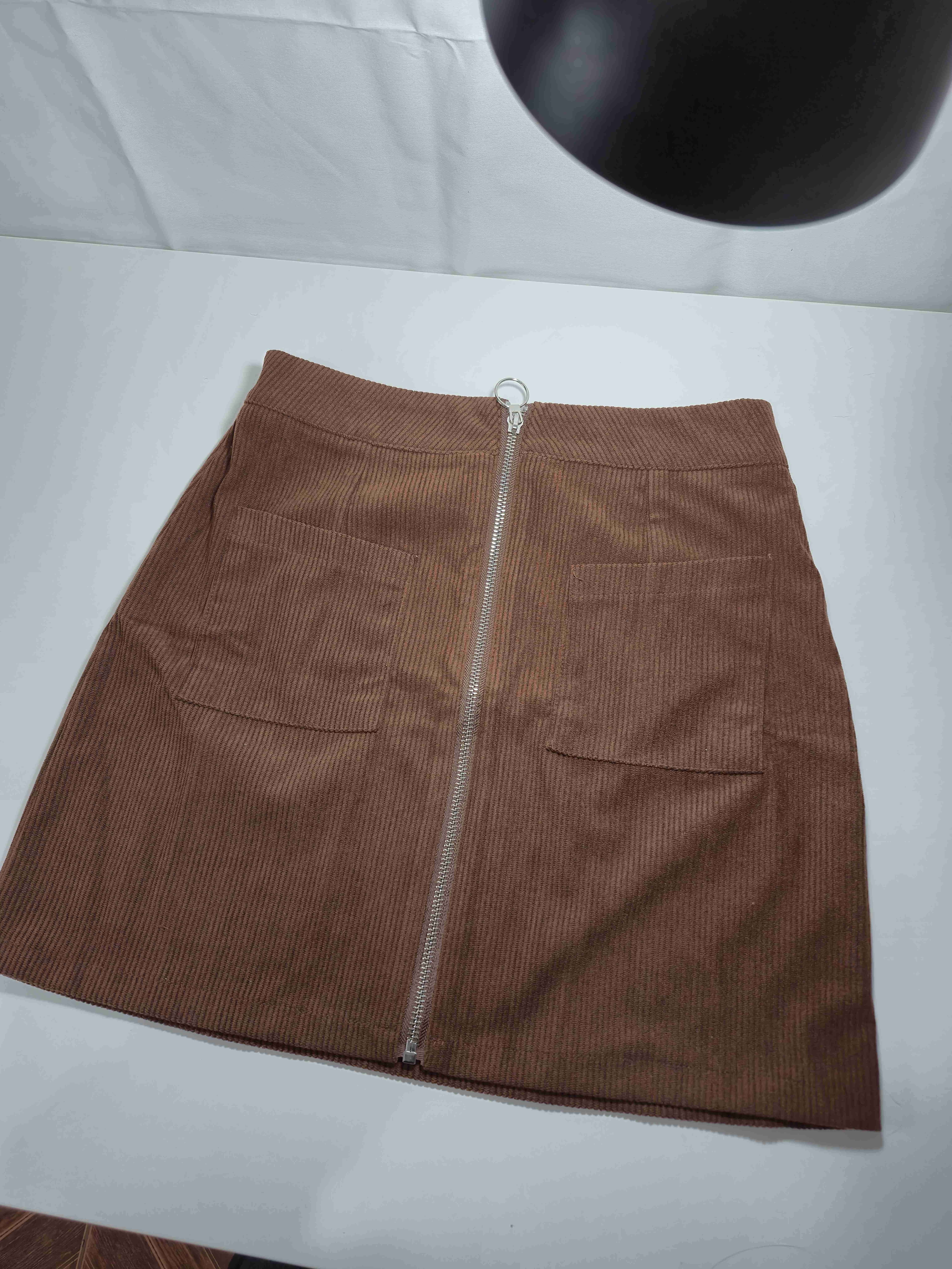 Falda marrón con cremallera talla S - miniatura 2